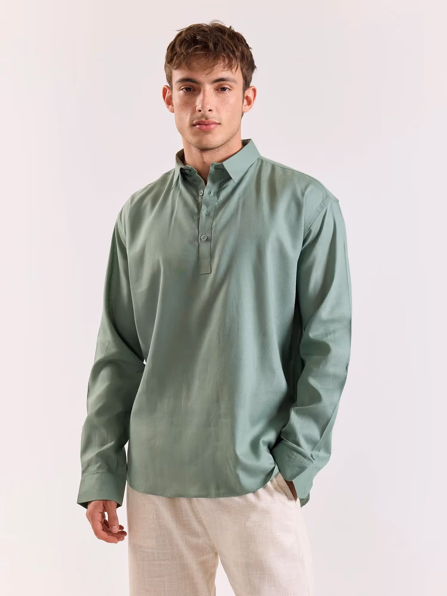 Sage Green Linen Blend Pullover  image 7