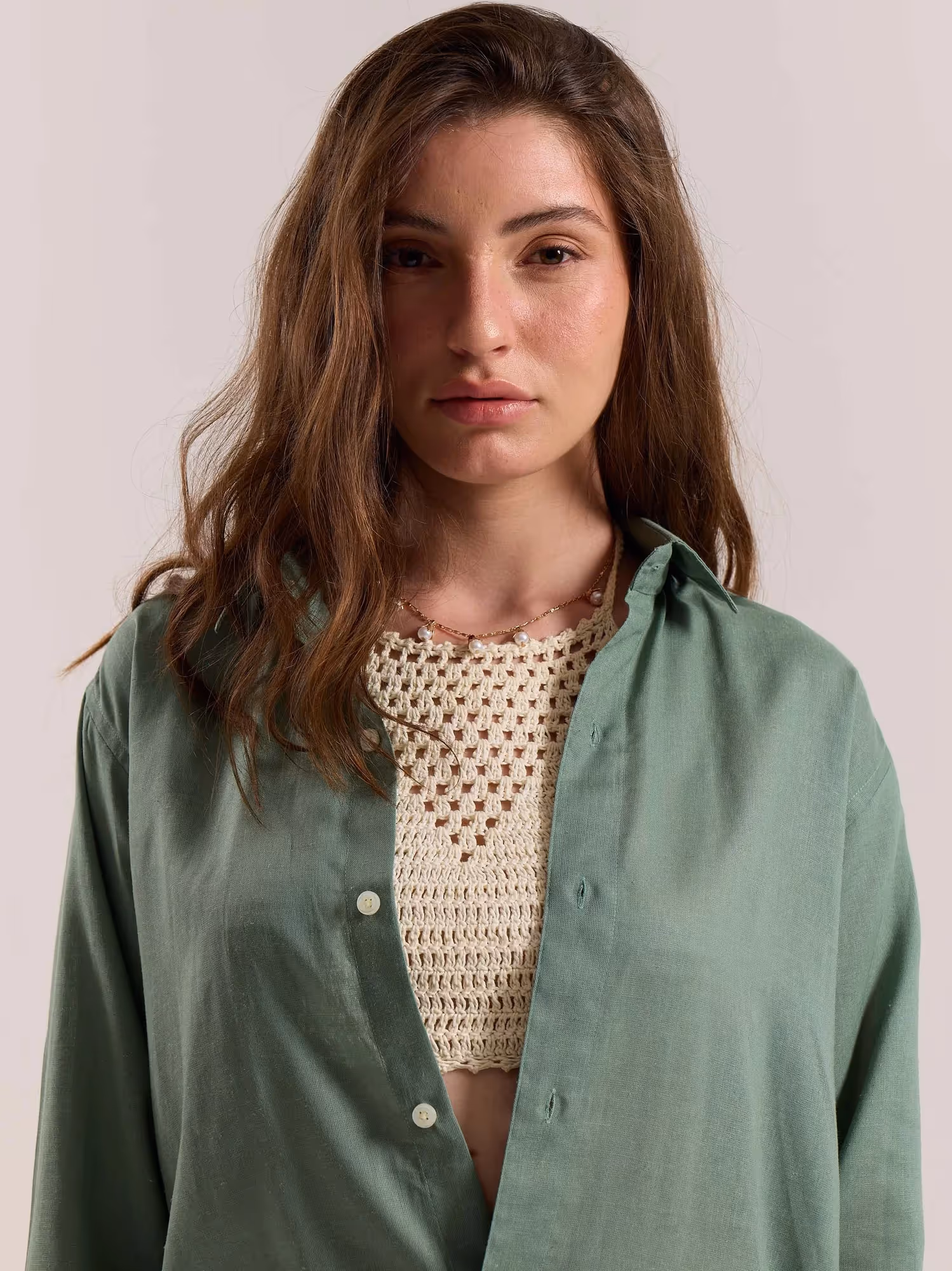Sage Green Linen-blend Shirt  image 6