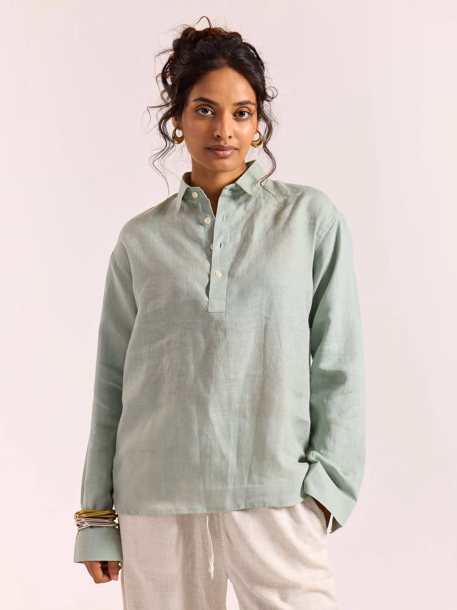 Sage Green Linen Pullover image 4