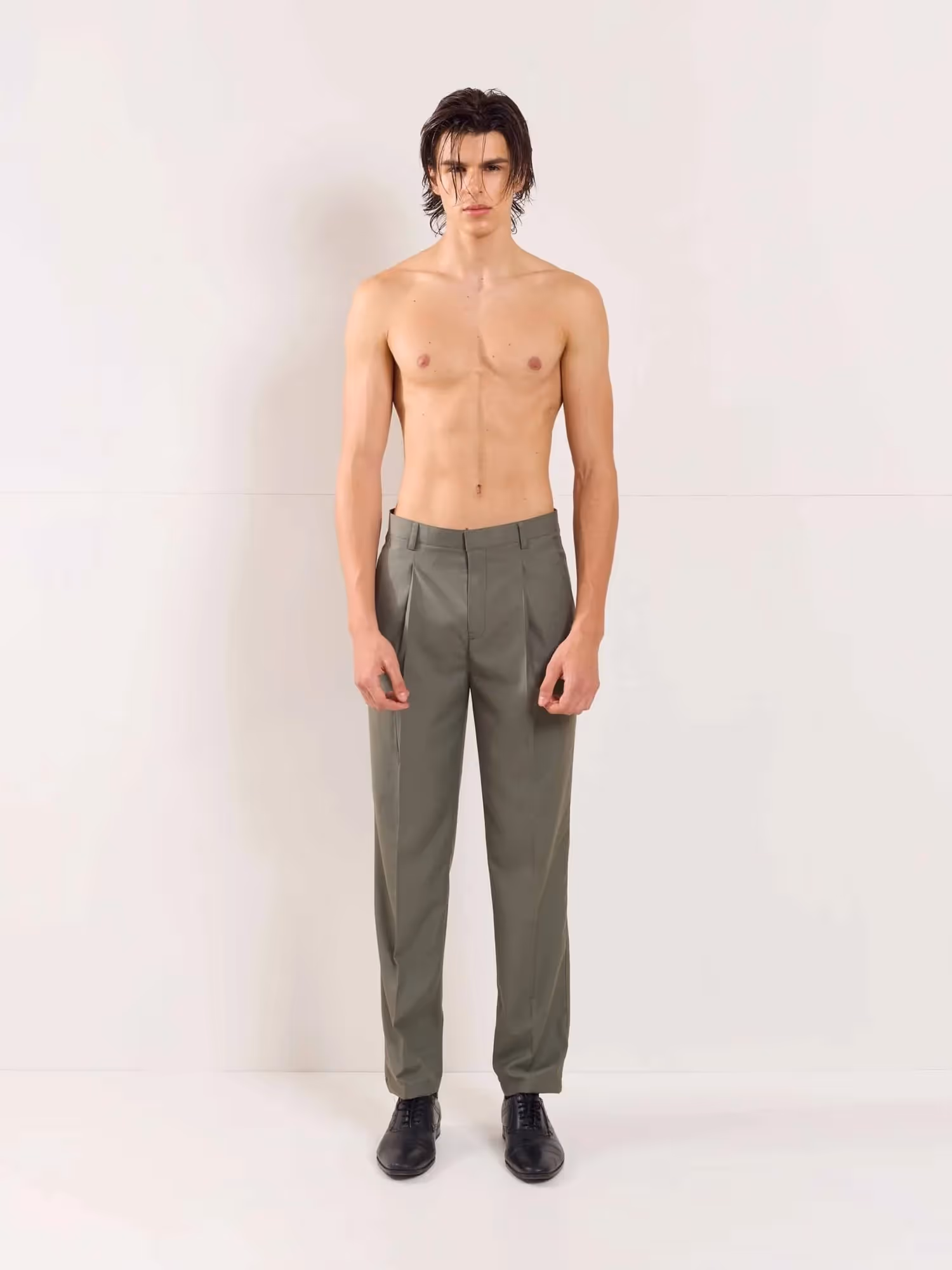 Sage Green Straight Fit Trousers  image 1