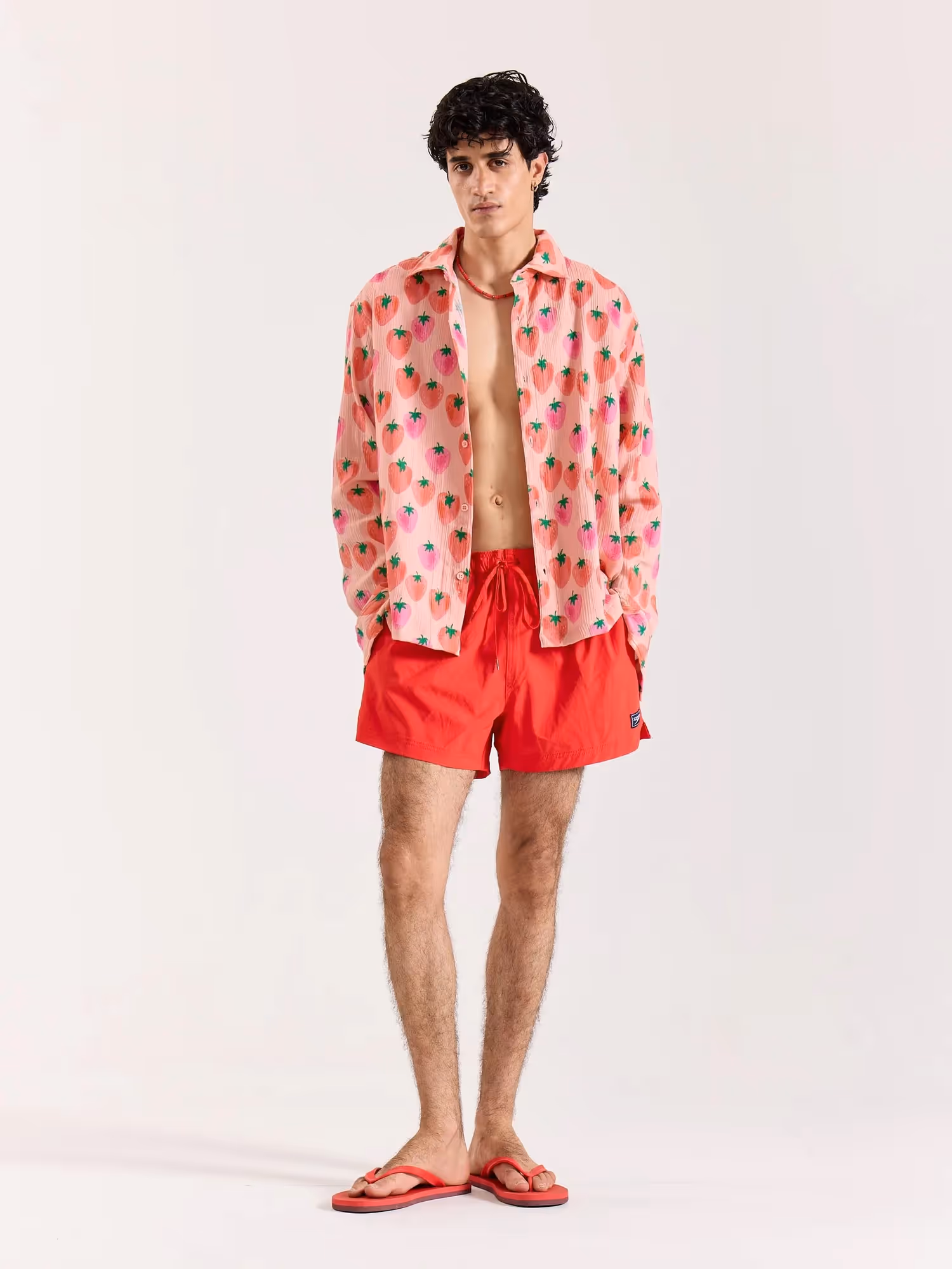 Salmon Berry Bomb Gauze Holiday Shirt image 1