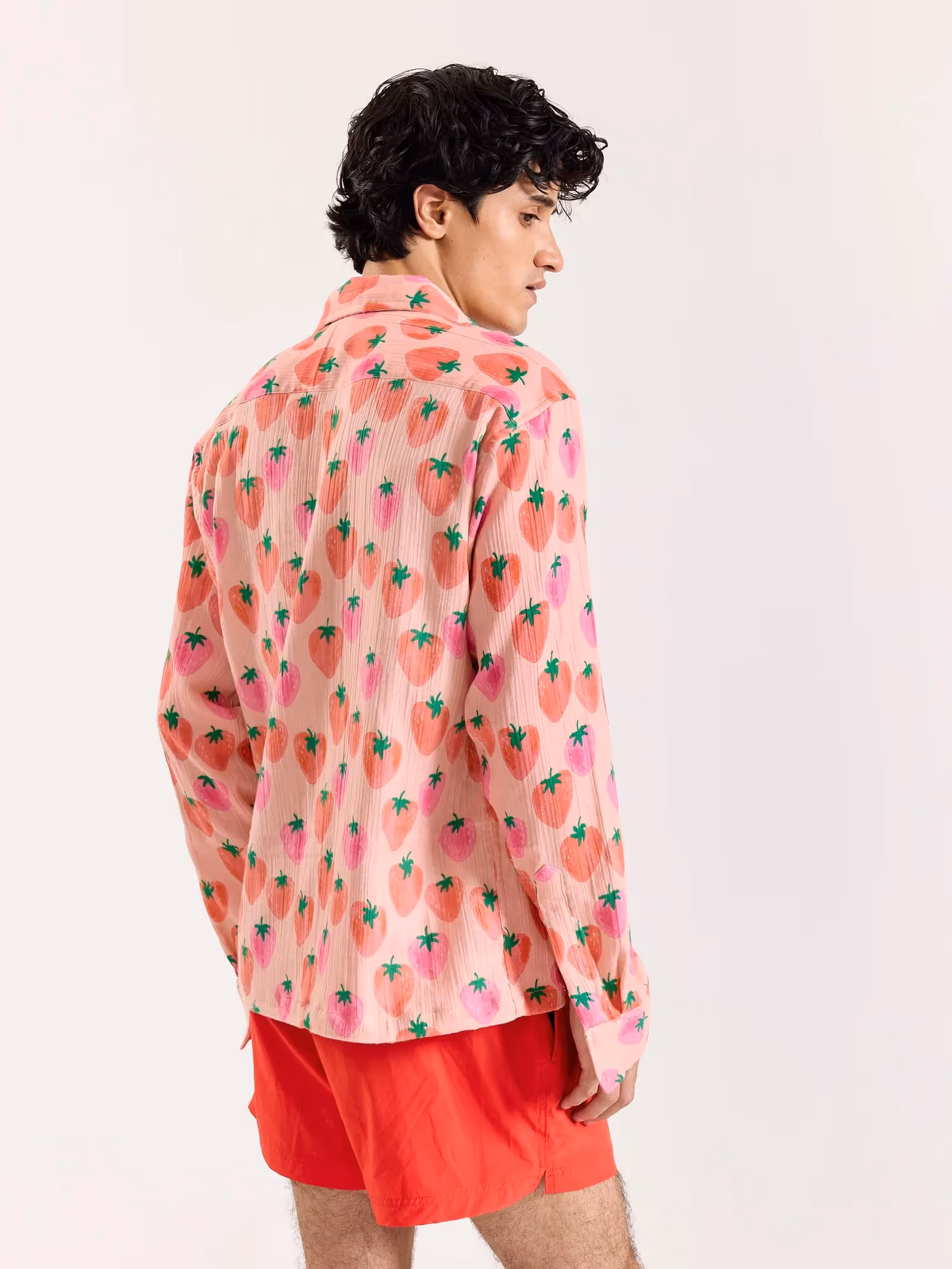 Salmon Berry Bomb Gauze Holiday Shirt image 4
