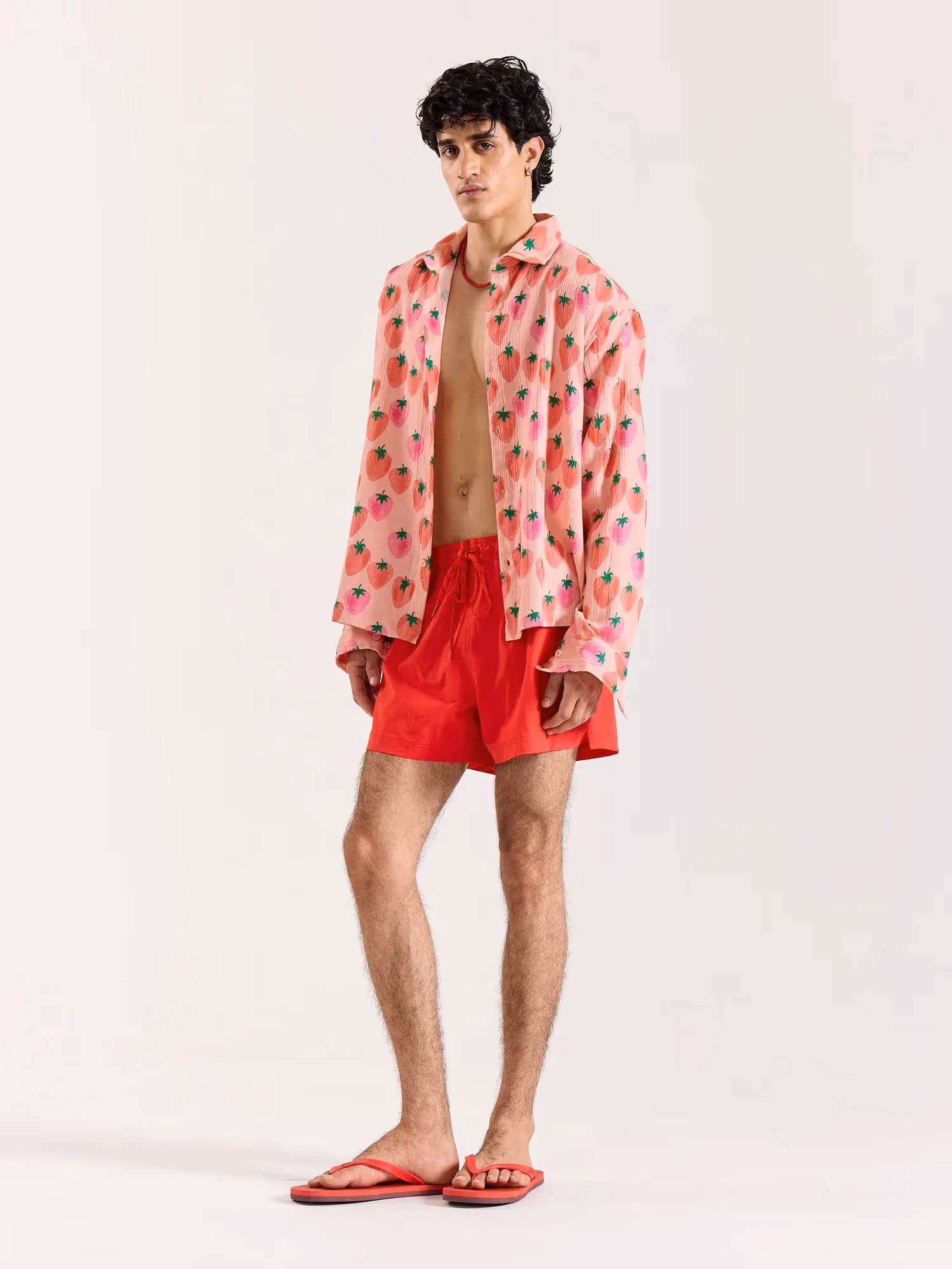 Salmon Berry Bomb Gauze Holiday Shirt image 6