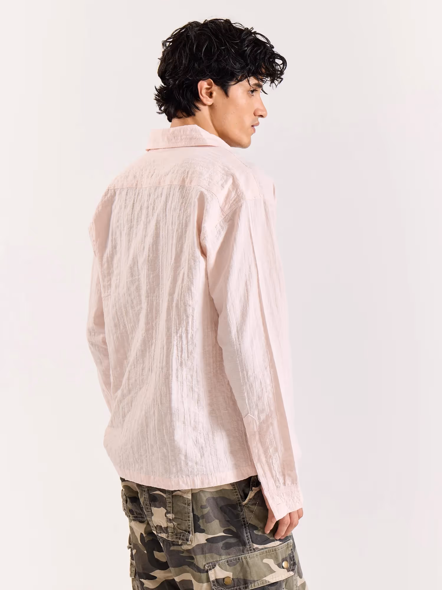 Salmon Pink Textured Holiday Shirt image 4