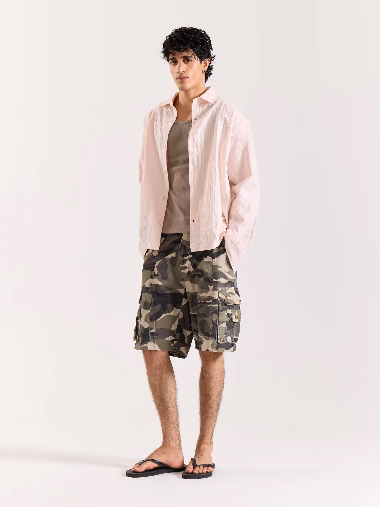 Salmon Pink Textured Holiday Shirt image 6