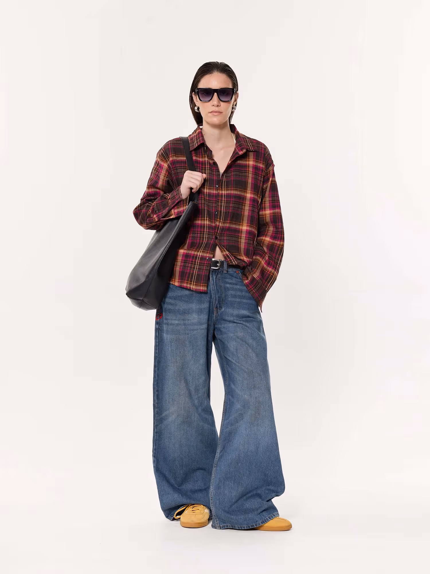 Sangria Seersucker Oversized Cropped Shirt image 2
