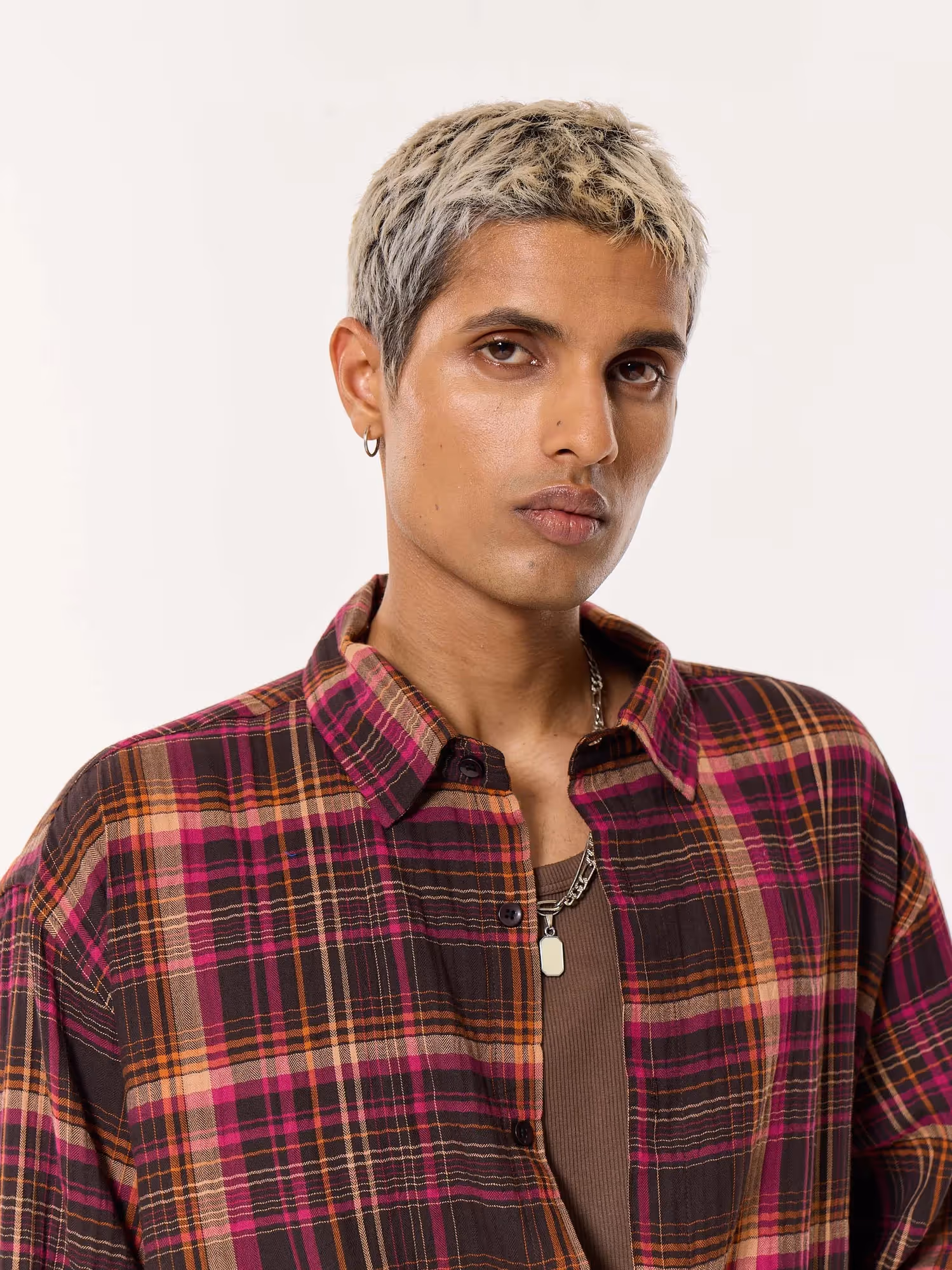 Sangria Seersucker Oversized Cropped Shirt image 8