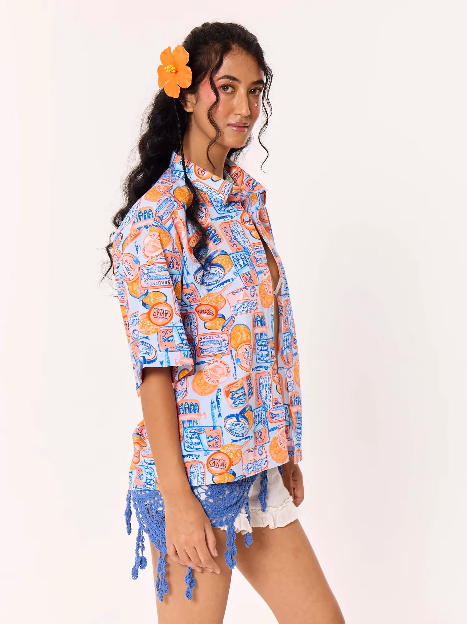 Sardine Club Printed Cropped Shirt image 6