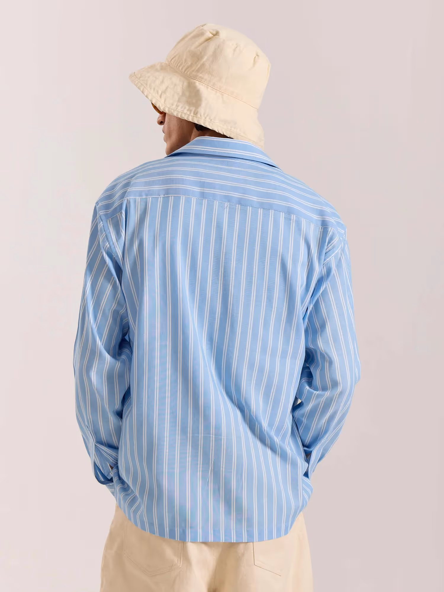 Sky Blue & White Striped Drape Shirt  image 6