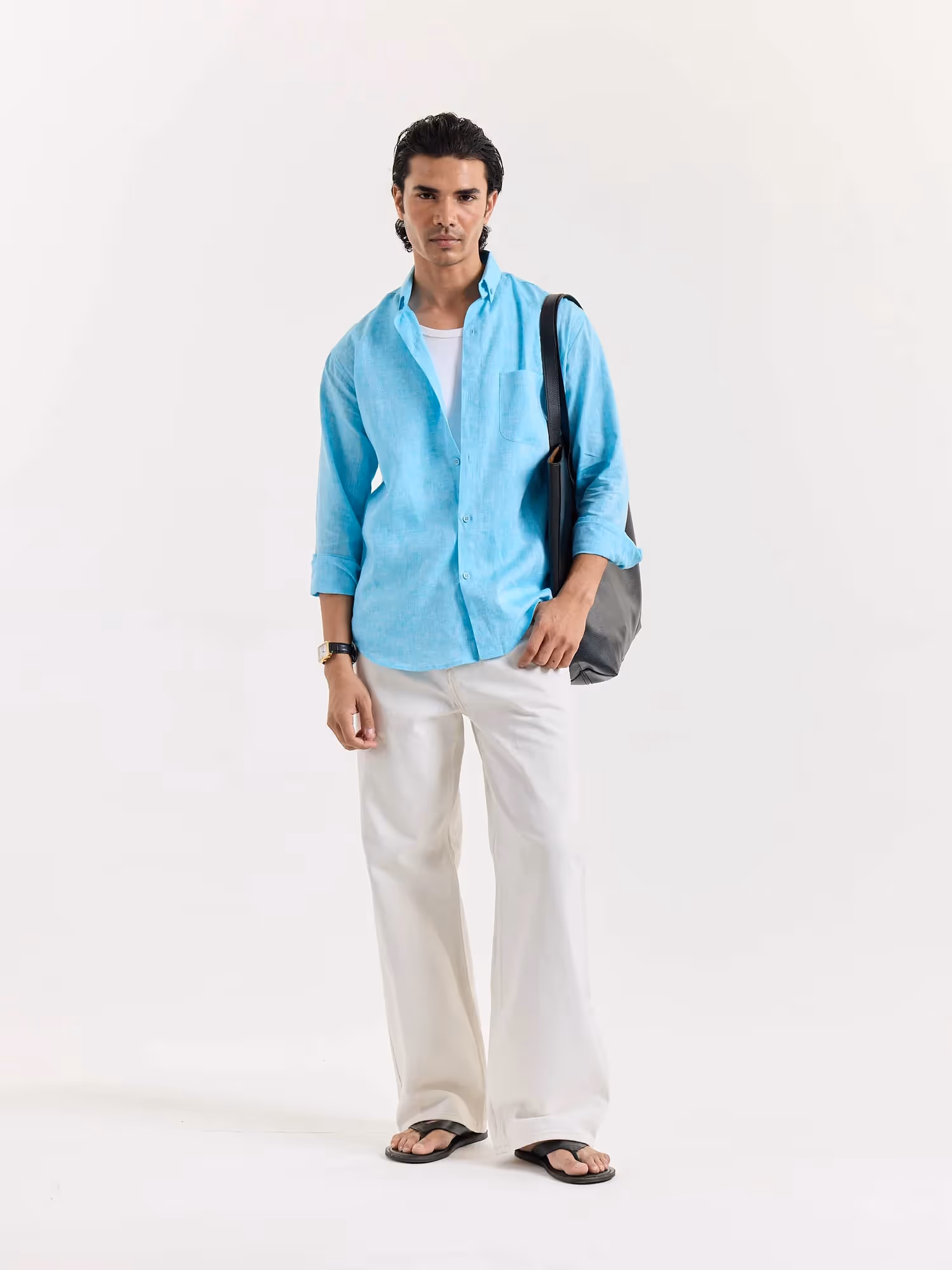 Sky Blue Chambray Linen Shirt  image 1