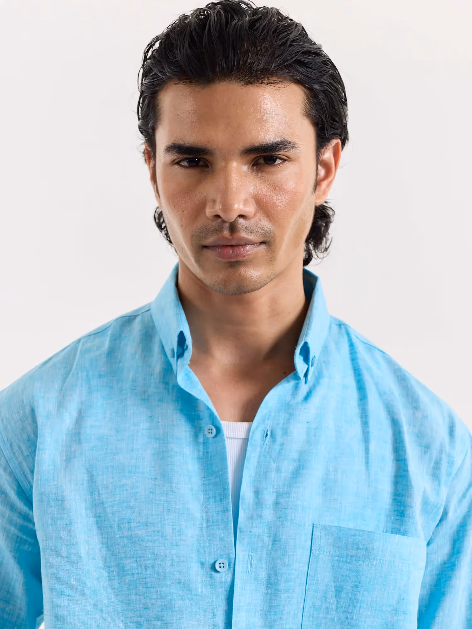 Sky Blue Chambray Linen Shirt  image 8
