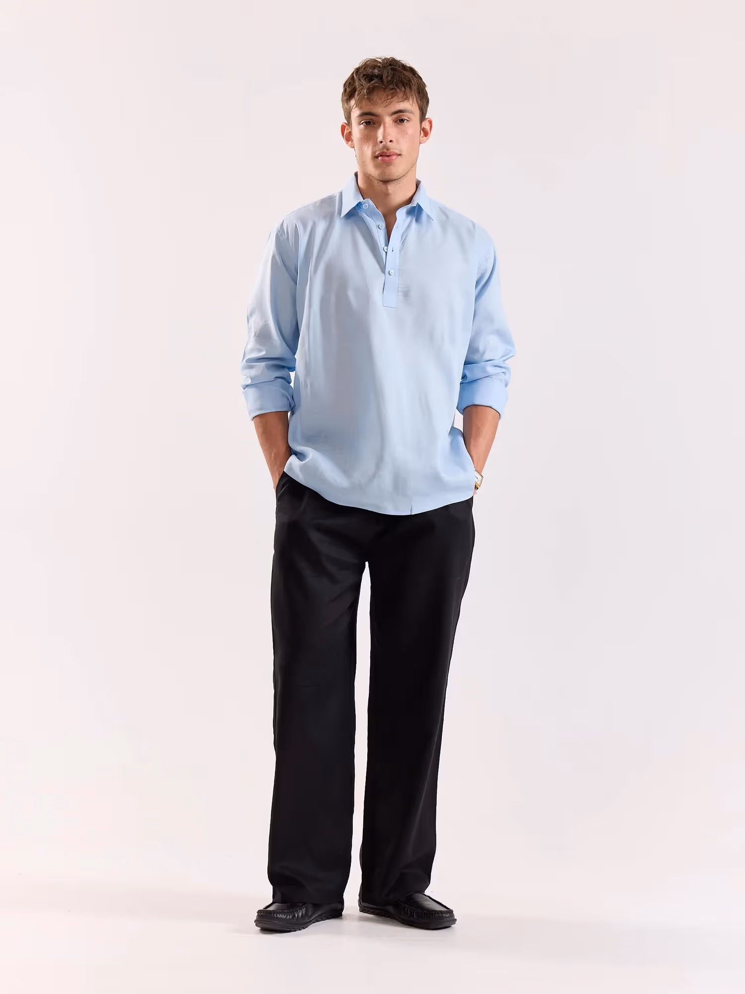 Sky Blue Linen Blend Pullover image 1