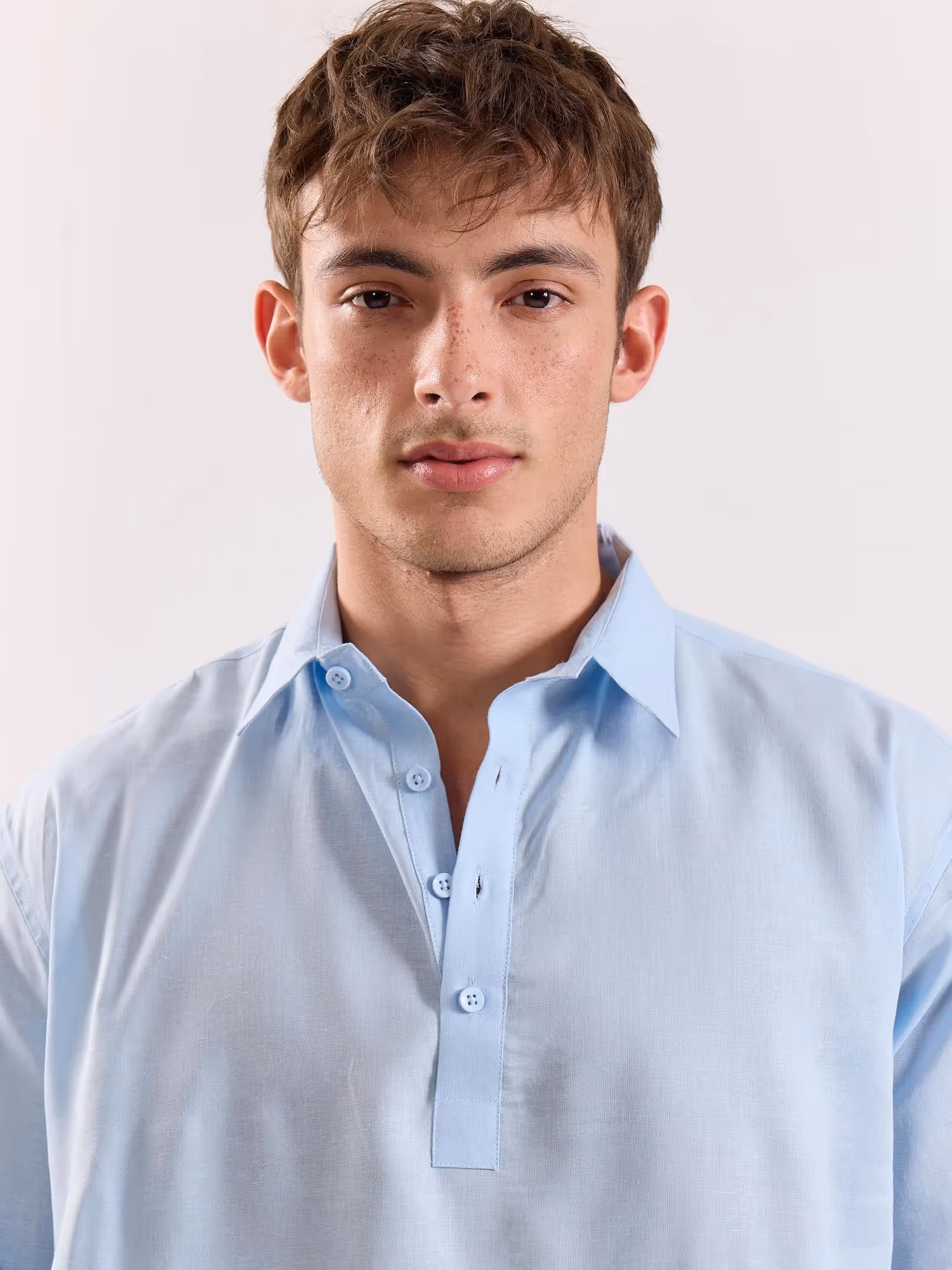 Sky Blue Linen Blend Pullover image 5