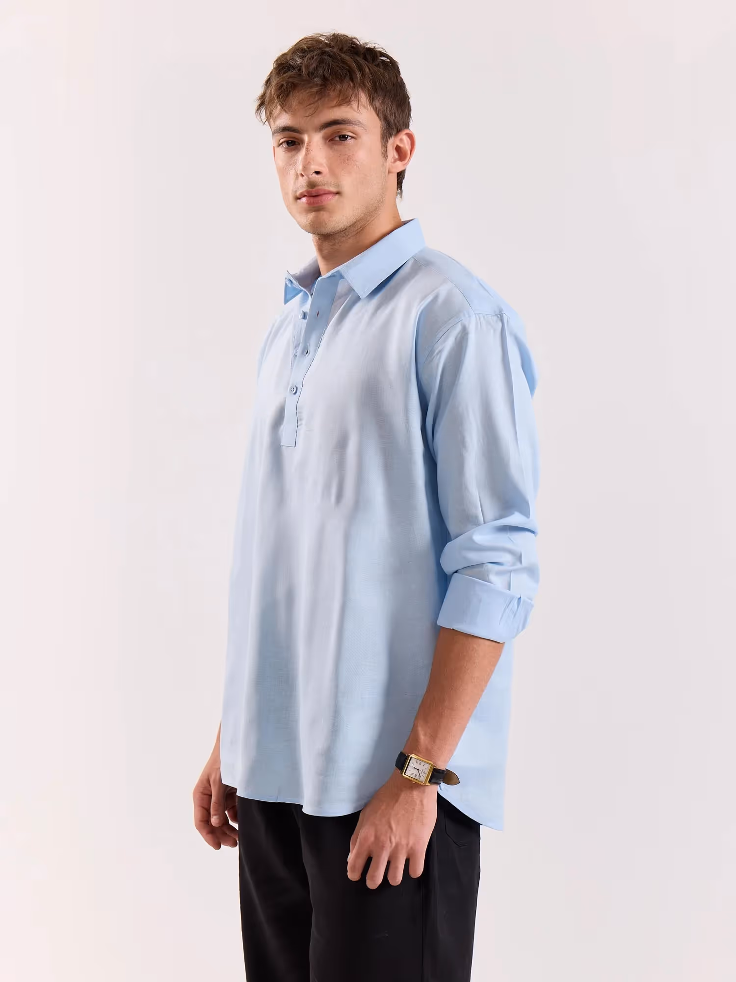 Sky Blue Linen Blend Pullover image 6