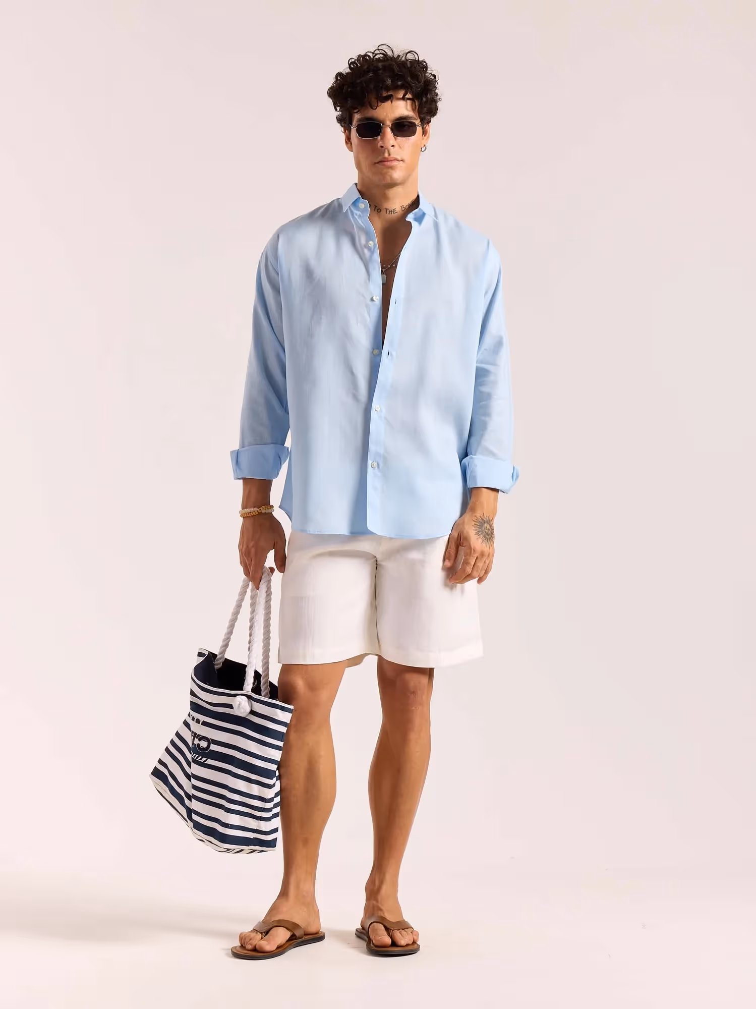 Sky Blue Linen-blend Shirt image 1