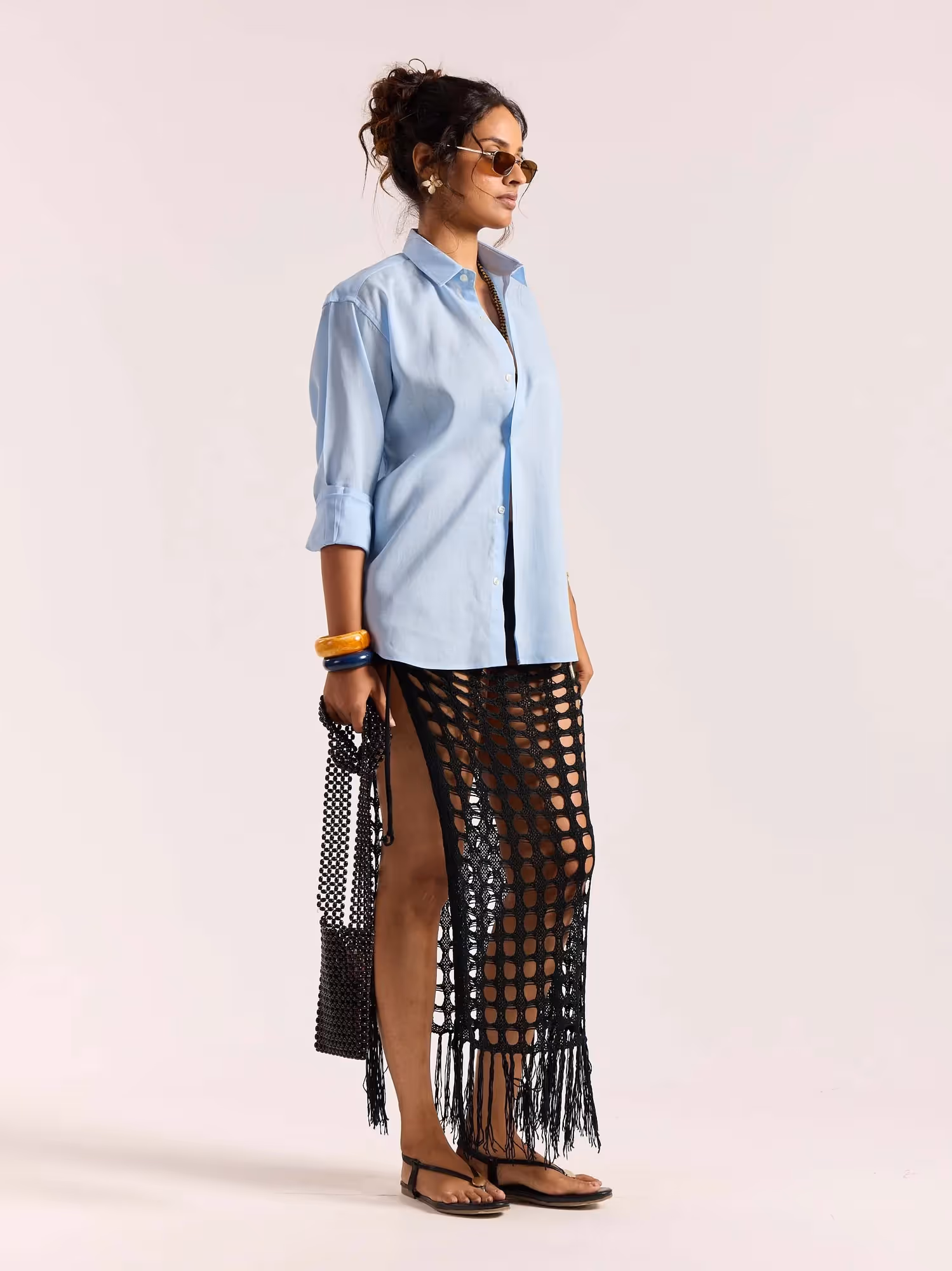 Sky Blue Linen-blend Shirt image 5