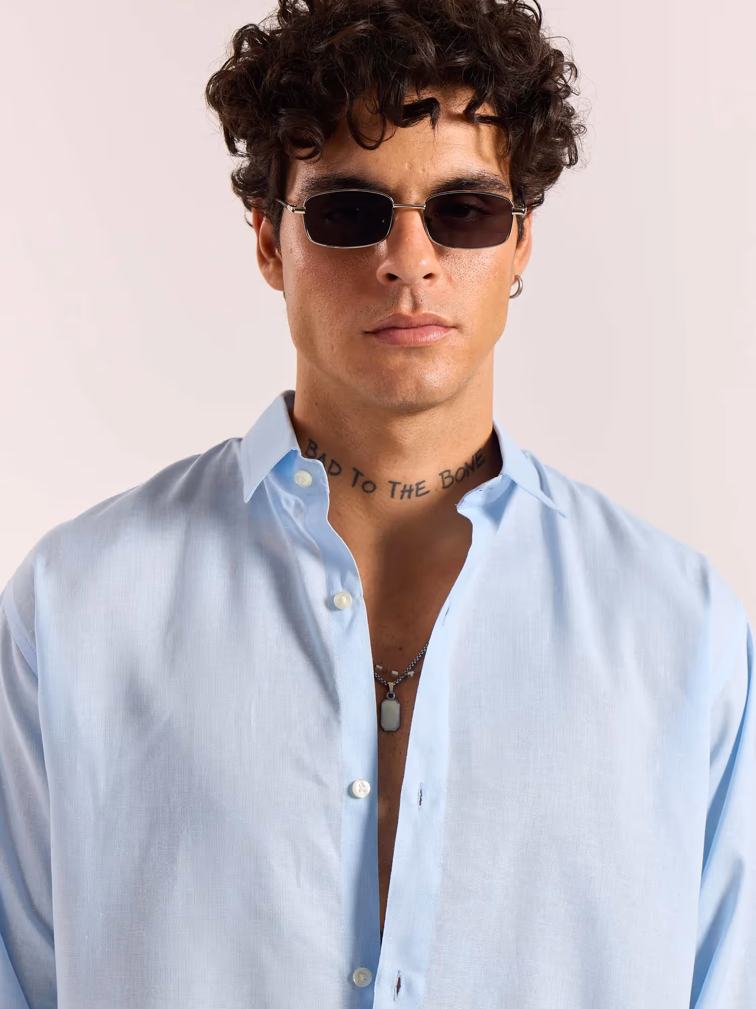 Sky Blue Linen-blend Shirt image 6