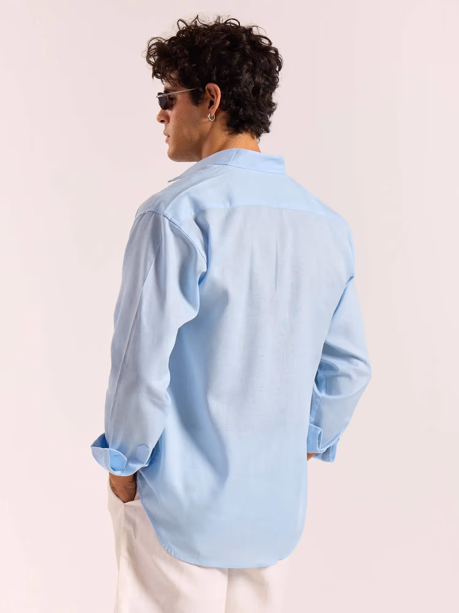 Sky Blue Linen-blend Shirt image 8