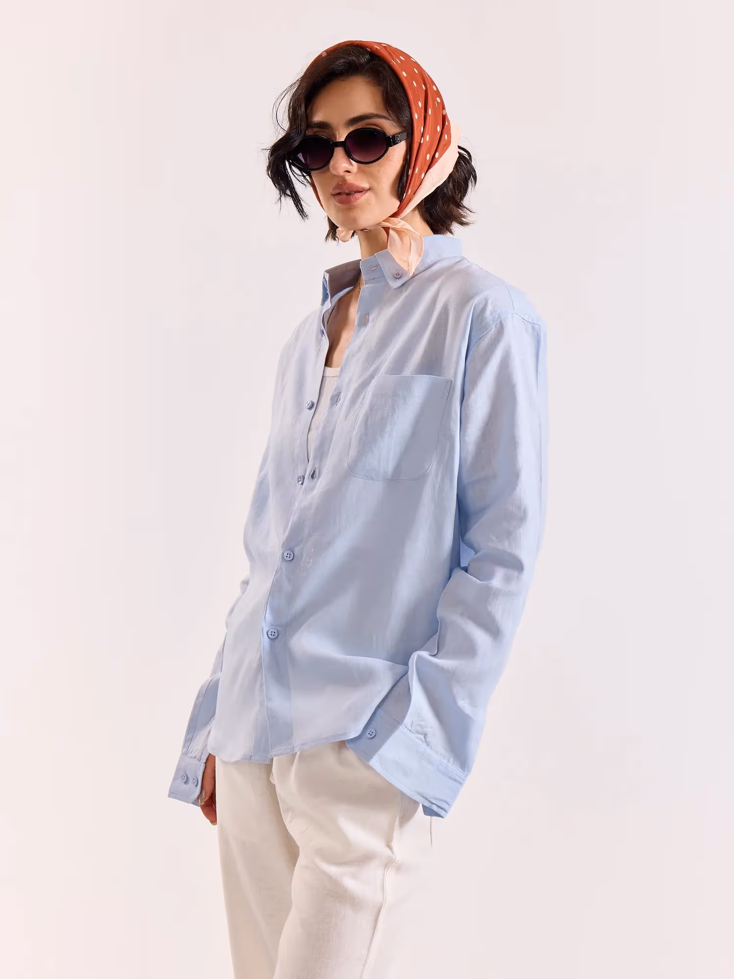 Sky Blue Linen Shirt image 6