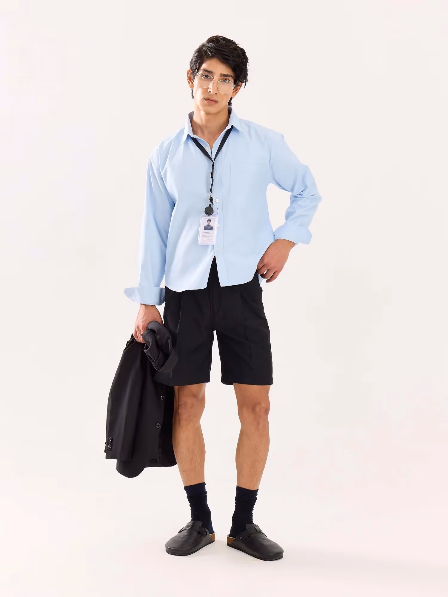 Sky Blue Oversized Cropped Shirt image 1