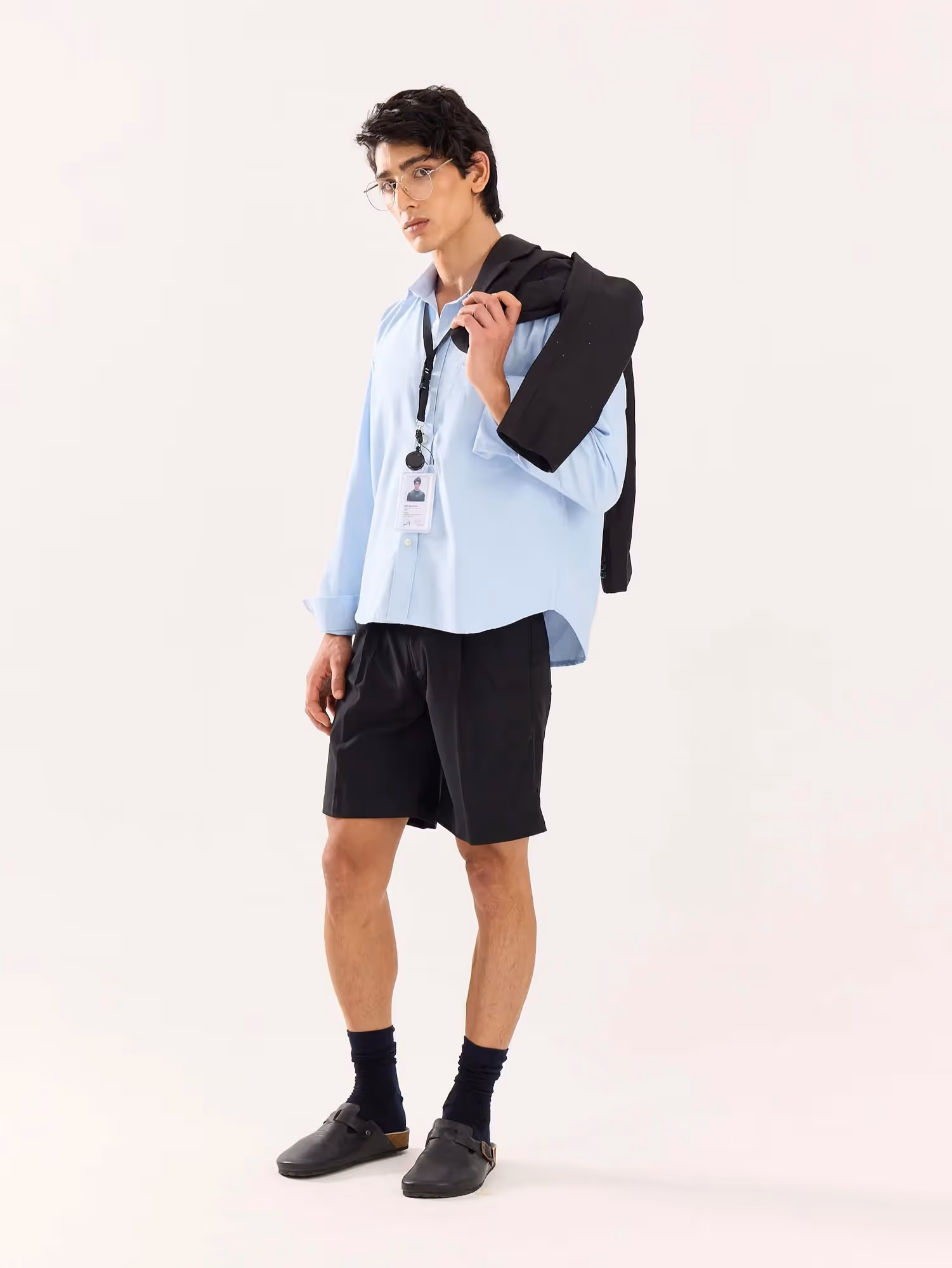 Sky Blue Oversized Cropped Shirt image 6