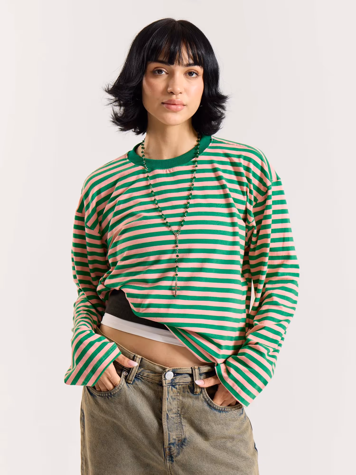Sour Candy Striped Loose Fit Cropped T-Shirt image 4