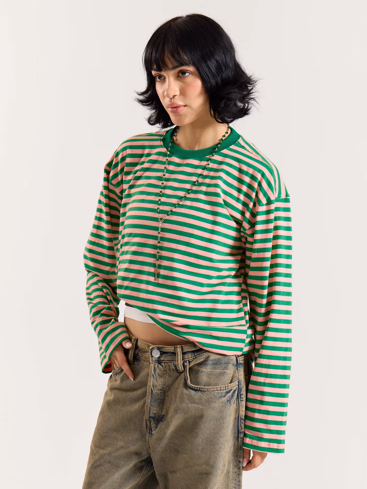 Sour Candy Striped Loose Fit Cropped T-Shirt image 6
