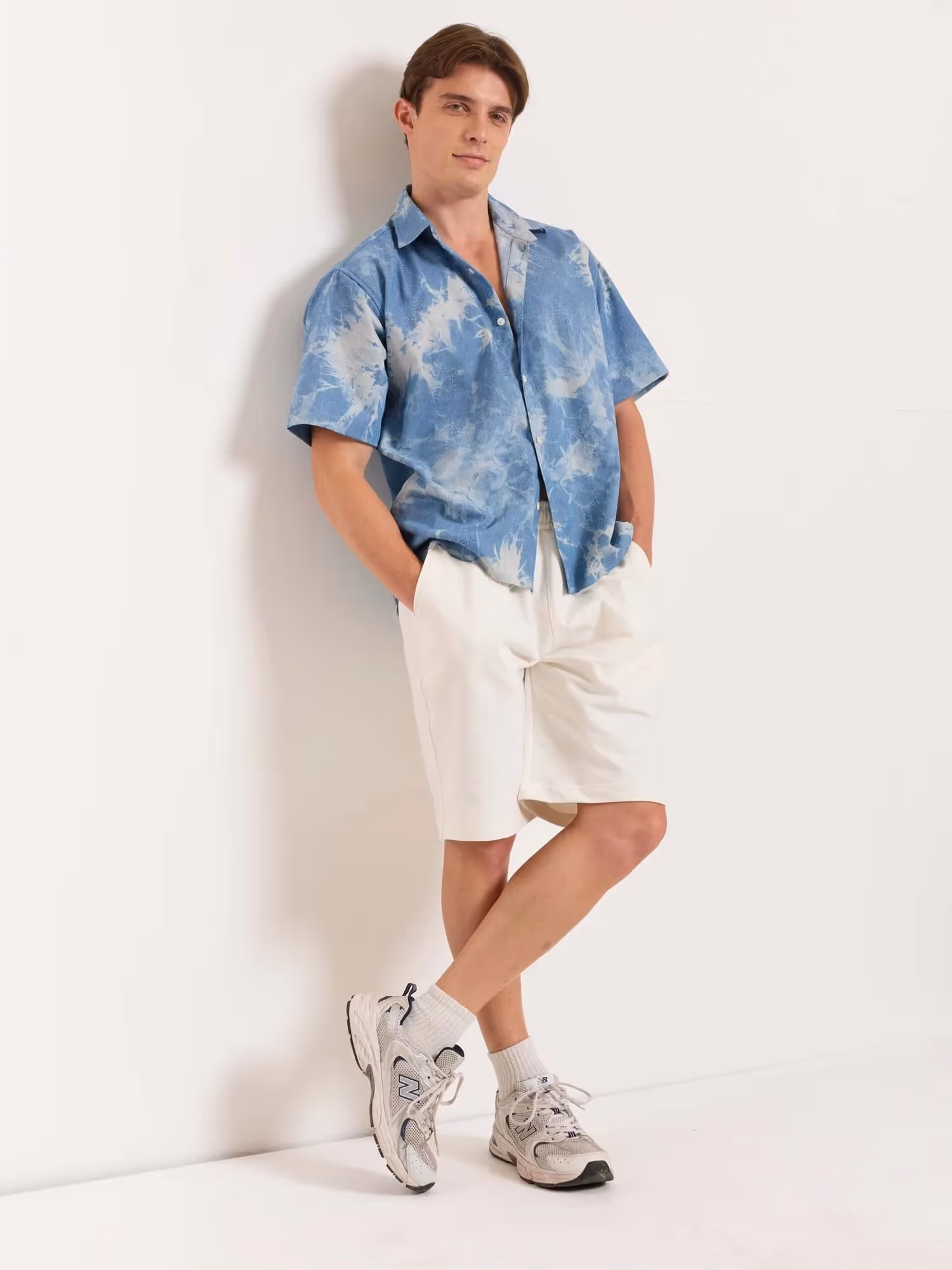 Star Embossed Denim Cropped Shirt image 5