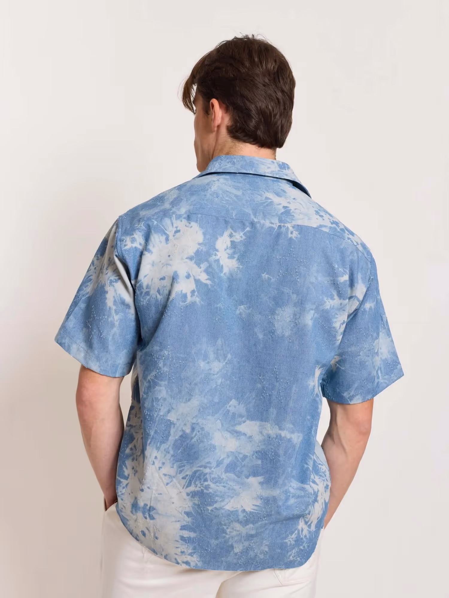 Star Embossed Denim Cropped Shirt image 7