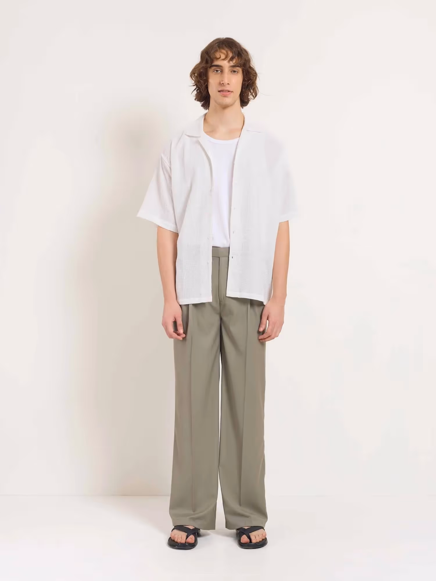 Stone Grey Baggy Fit Trousers image 1