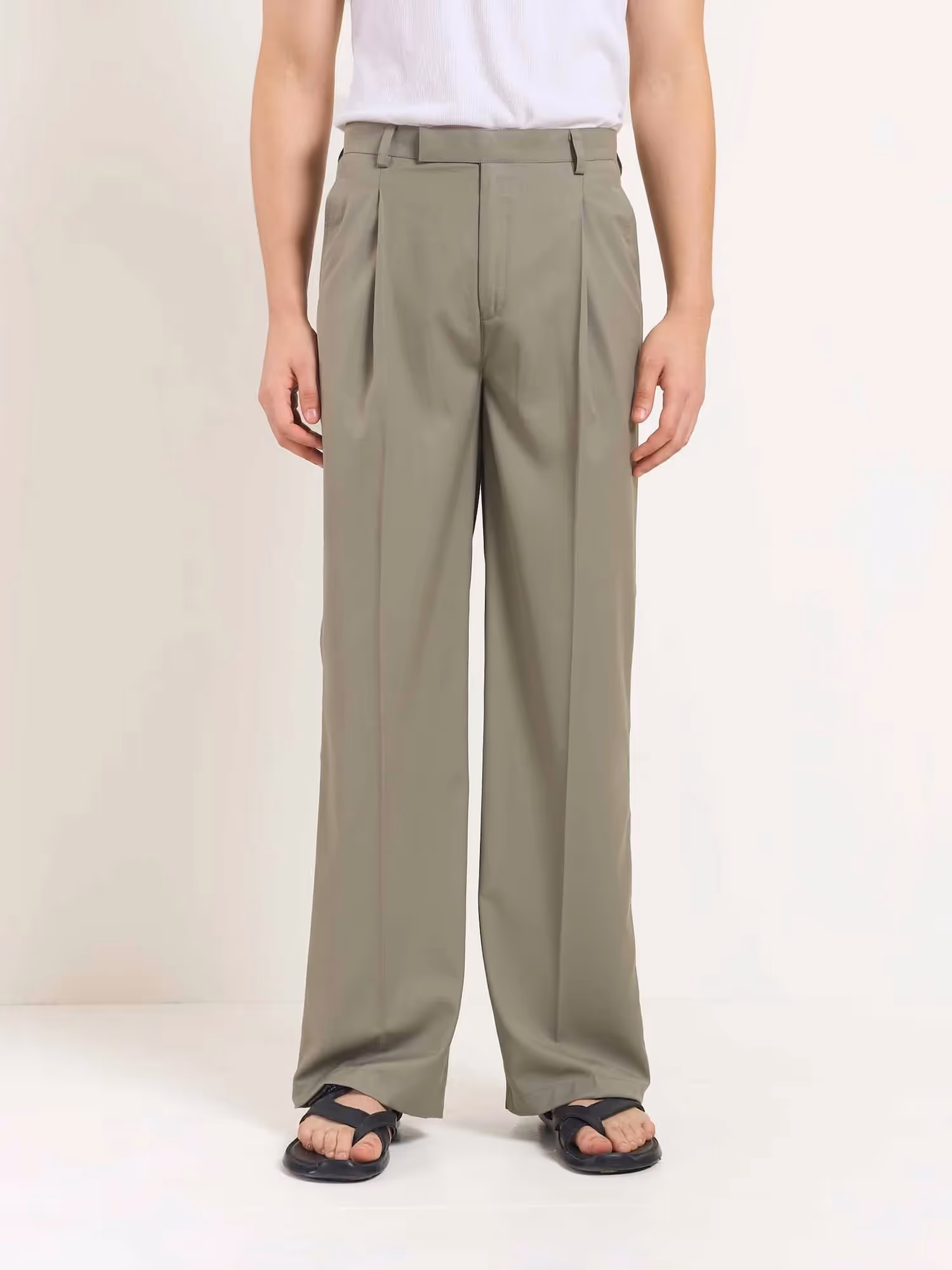 Stone Grey Baggy Fit Trousers image 2