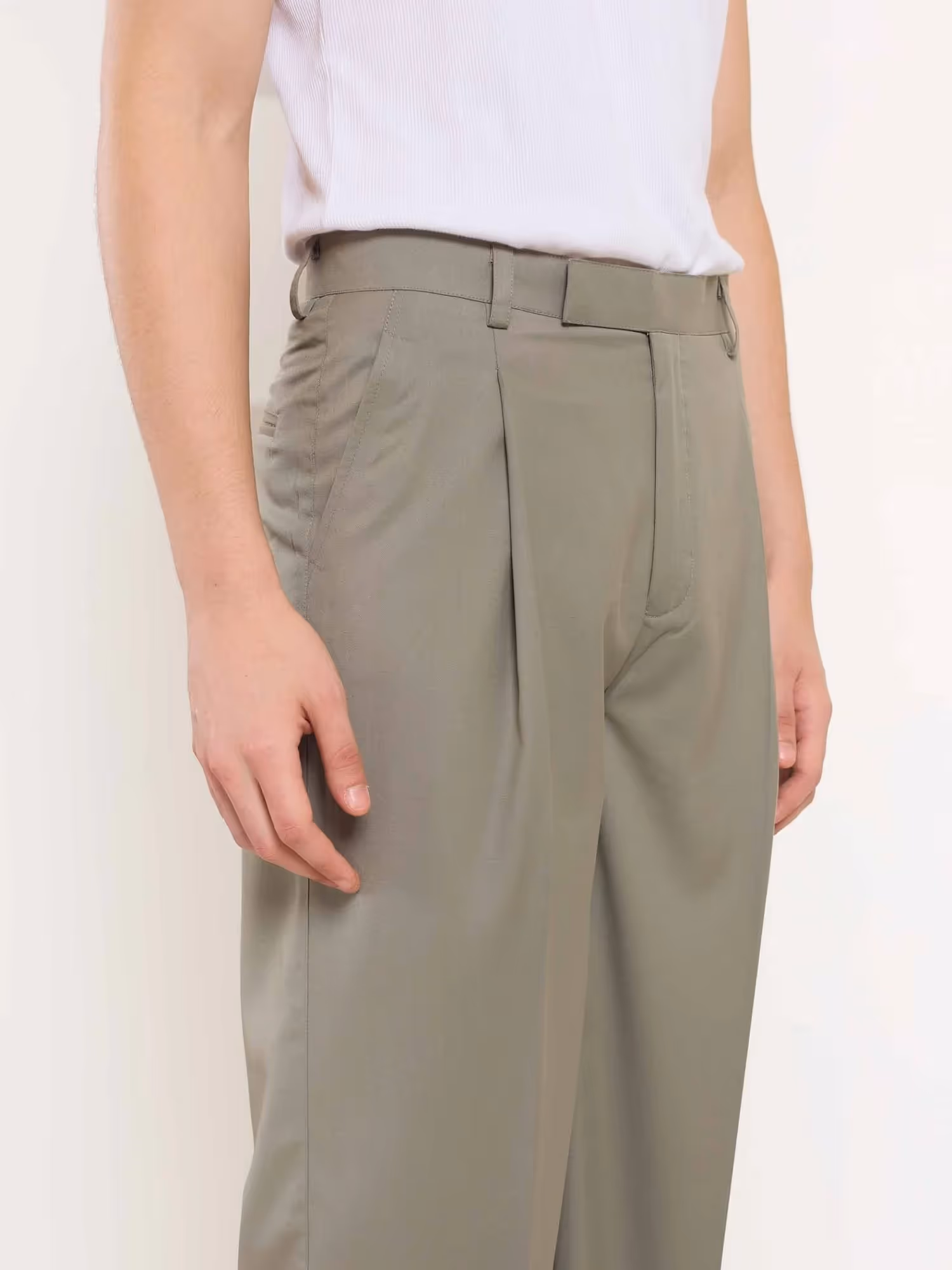 Stone Grey Baggy Fit Trousers image 3