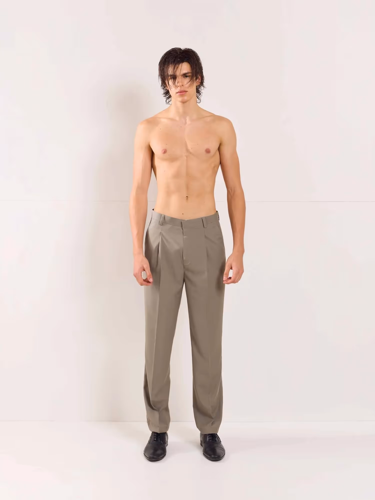 Stone Grey Straight Fit Trousers image 1