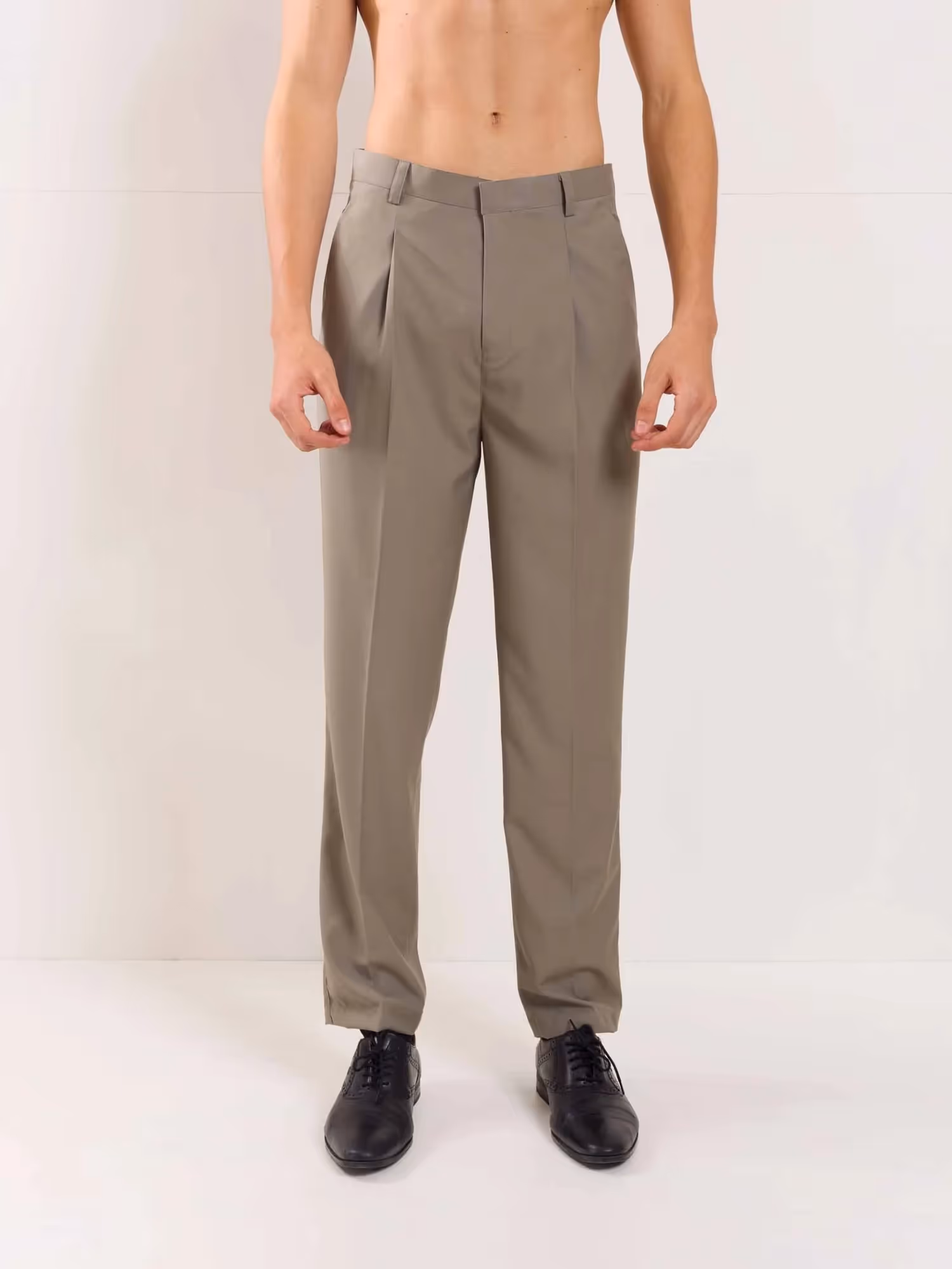 Stone Grey Straight Fit Trousers image 2