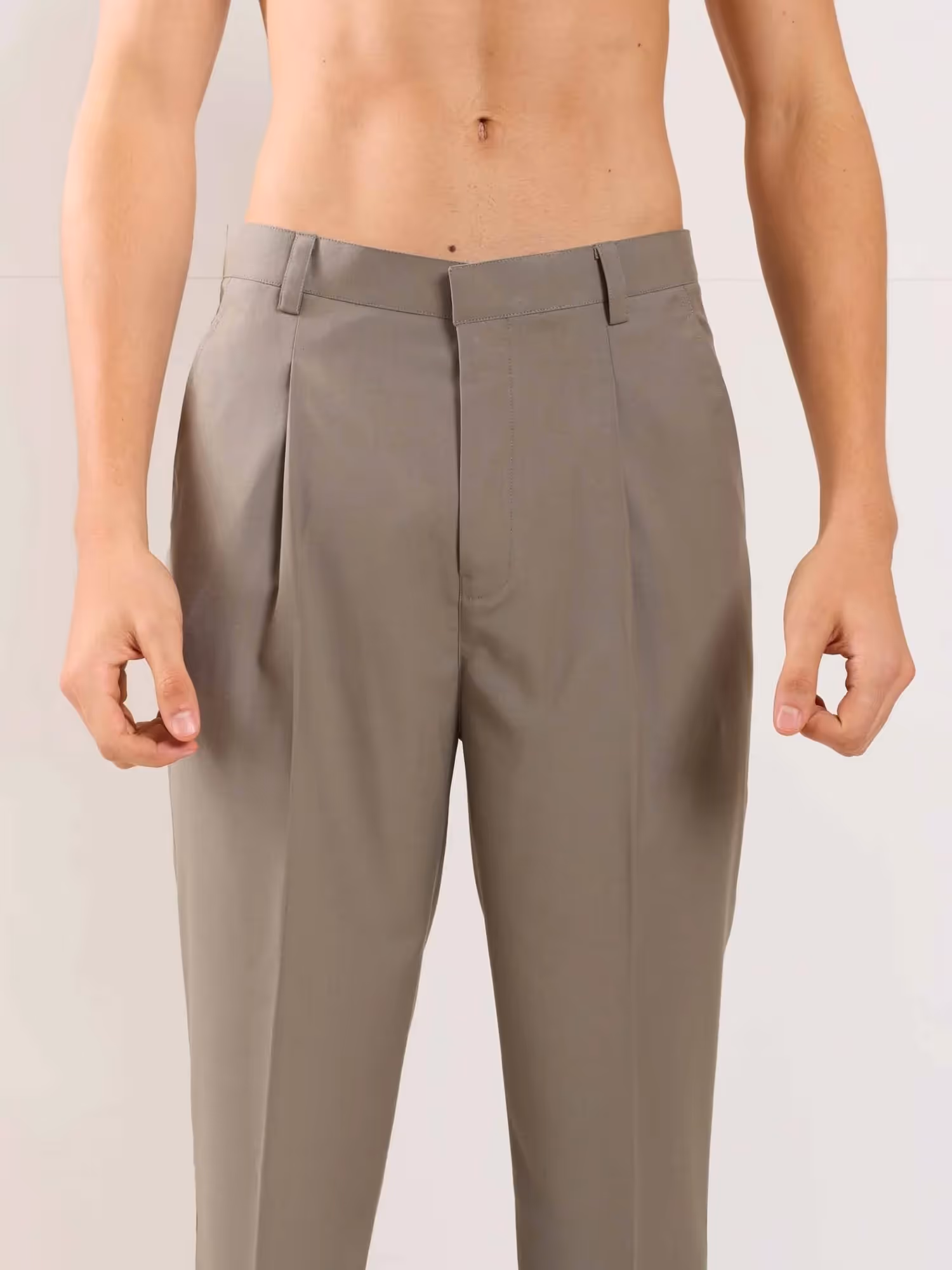 Stone Grey Straight Fit Trousers image 4