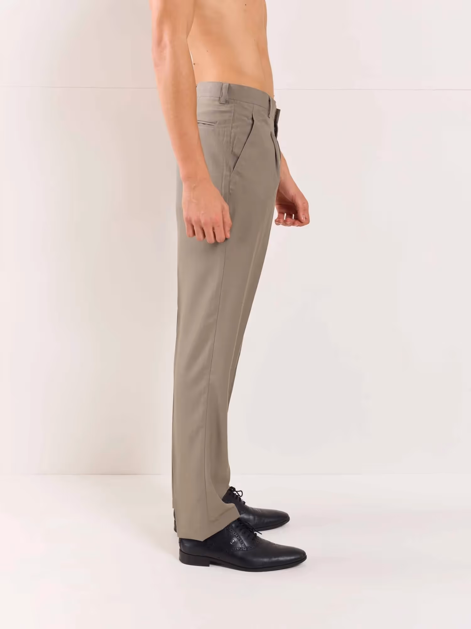 Stone Grey Straight Fit Trousers image 5