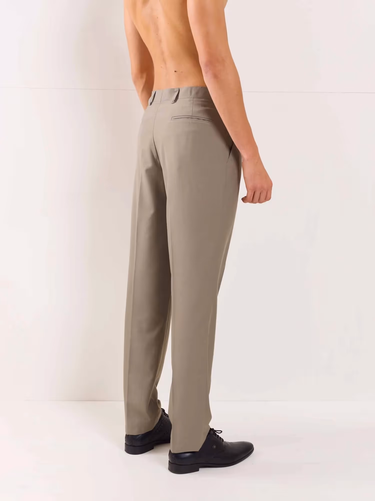 Stone Grey Straight Fit Trousers image 6