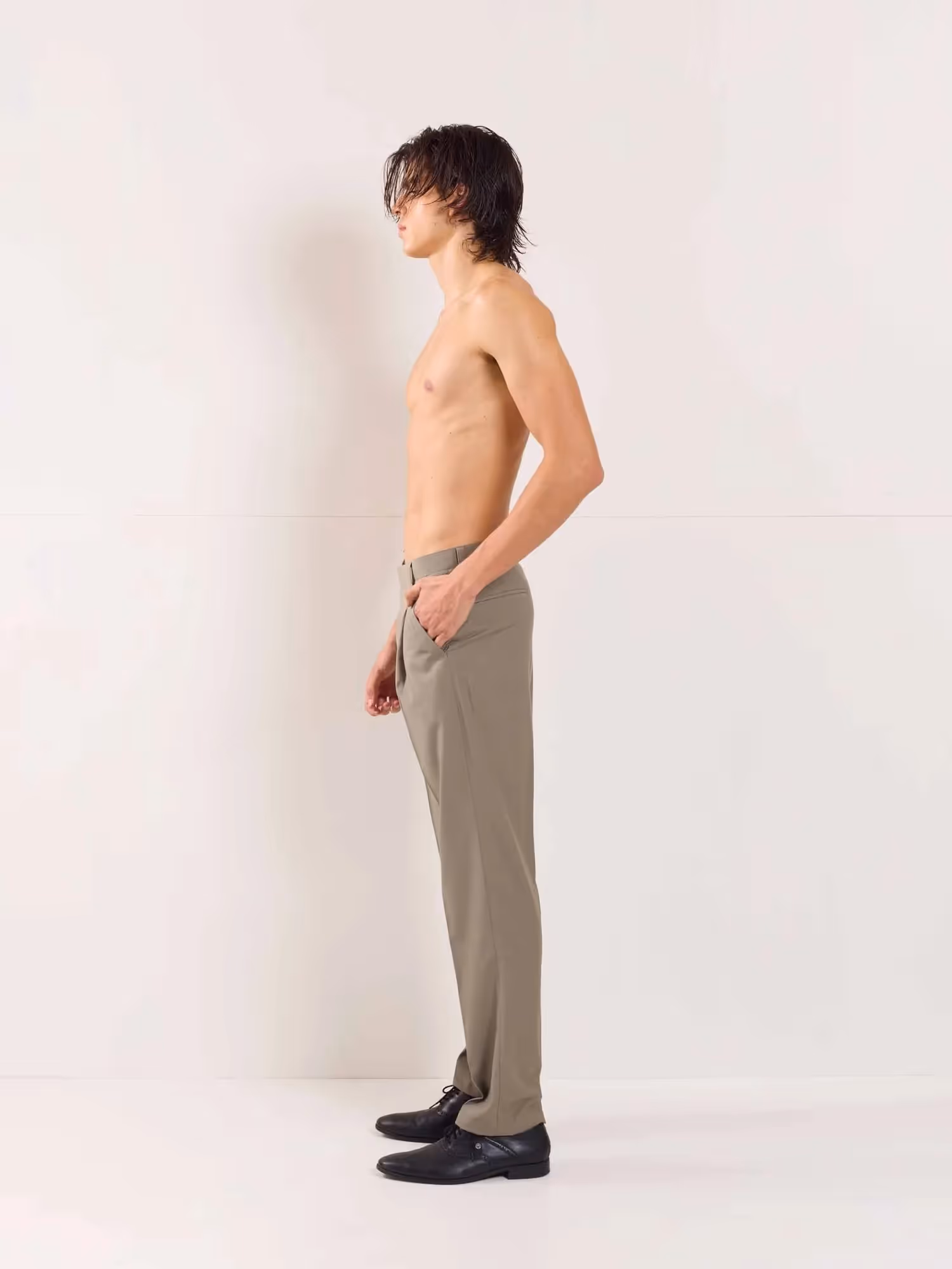 Stone Grey Straight Fit Trousers image 7