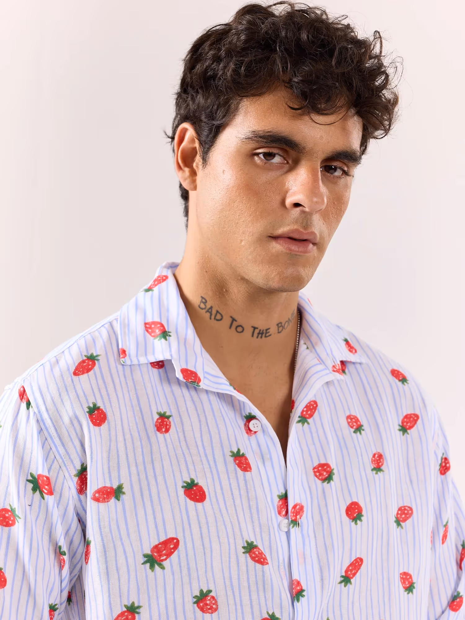Strawberry Striped Gauze Holiday Shirt image 4