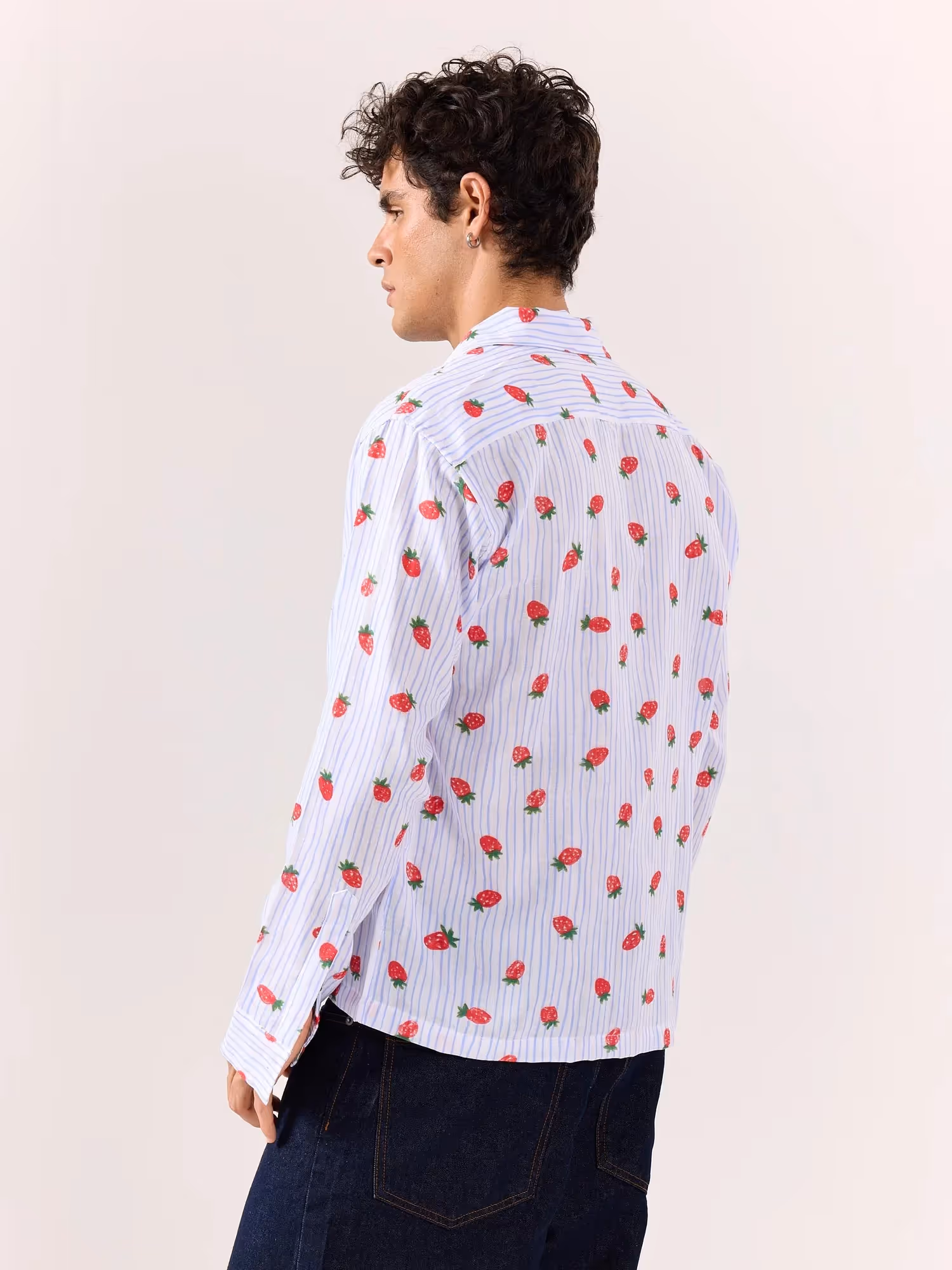Strawberry Striped Gauze Holiday Shirt image 7