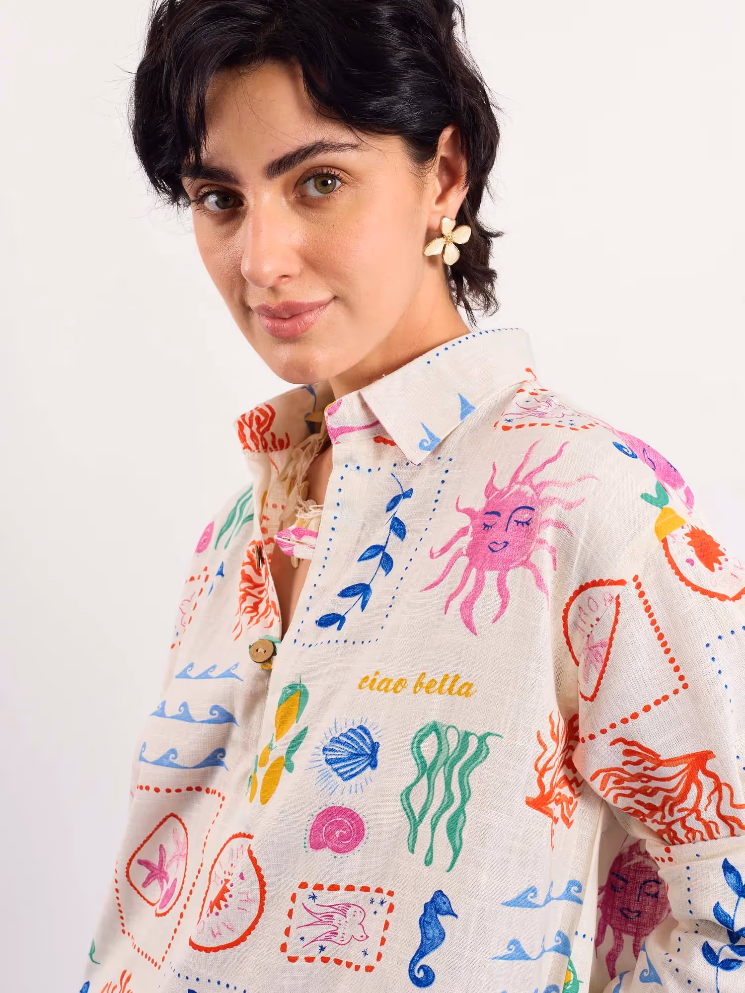 Sun & The Sea Printed Linen Pullover image 5