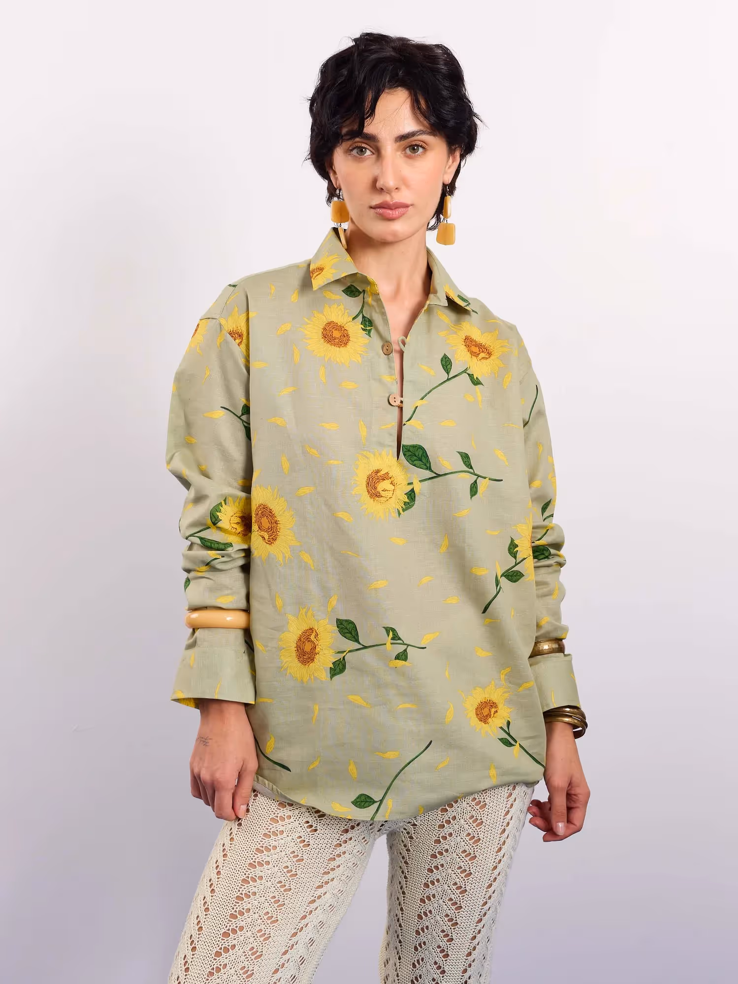 Sunflower Fields Linen Pullover image 4