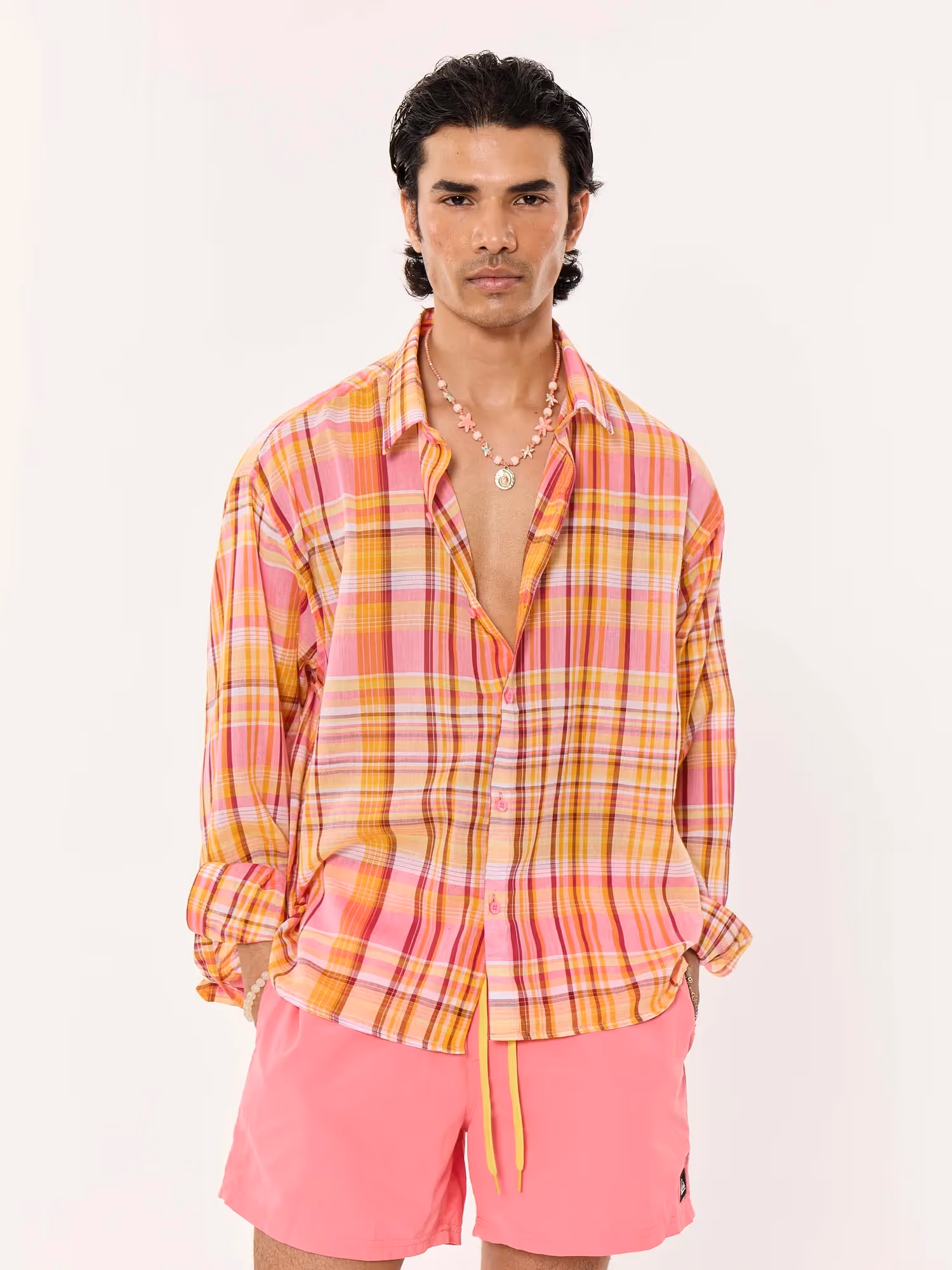 Sunset Madras Checks Cropped Shirt  image 3