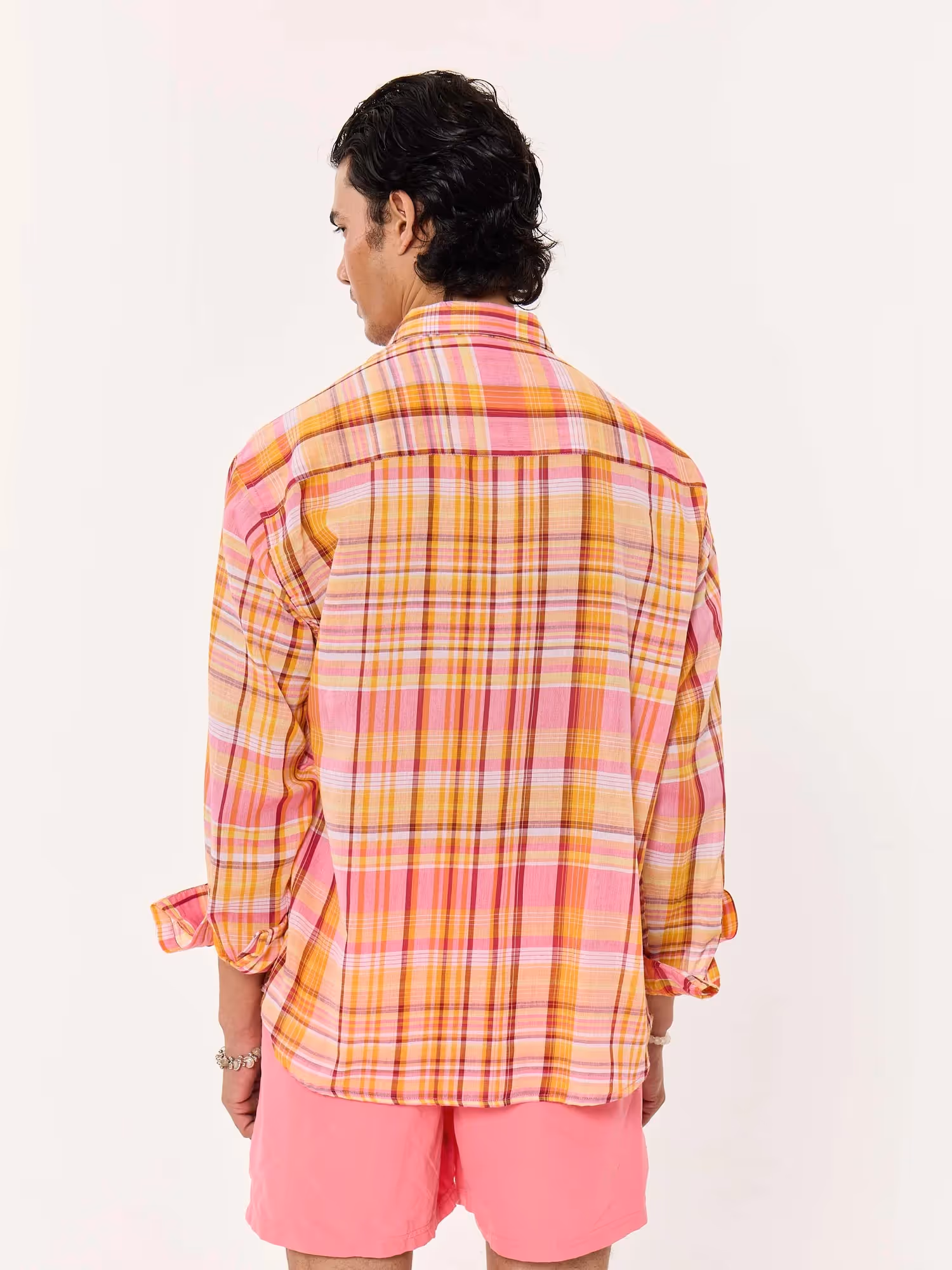 Sunset Madras Checks Cropped Shirt  image 5