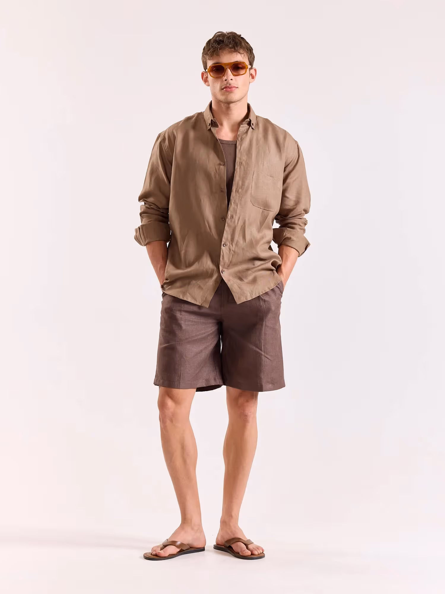 Taupe 60s Lea Linen Shirt  image 1
