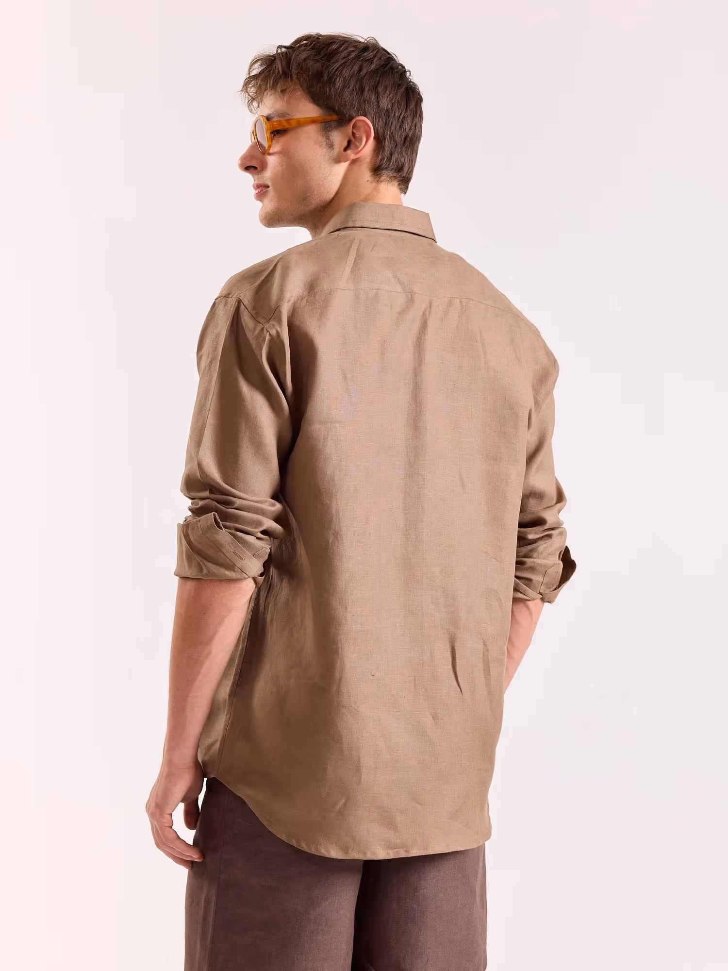 Taupe 60s Lea Linen Shirt  image 8