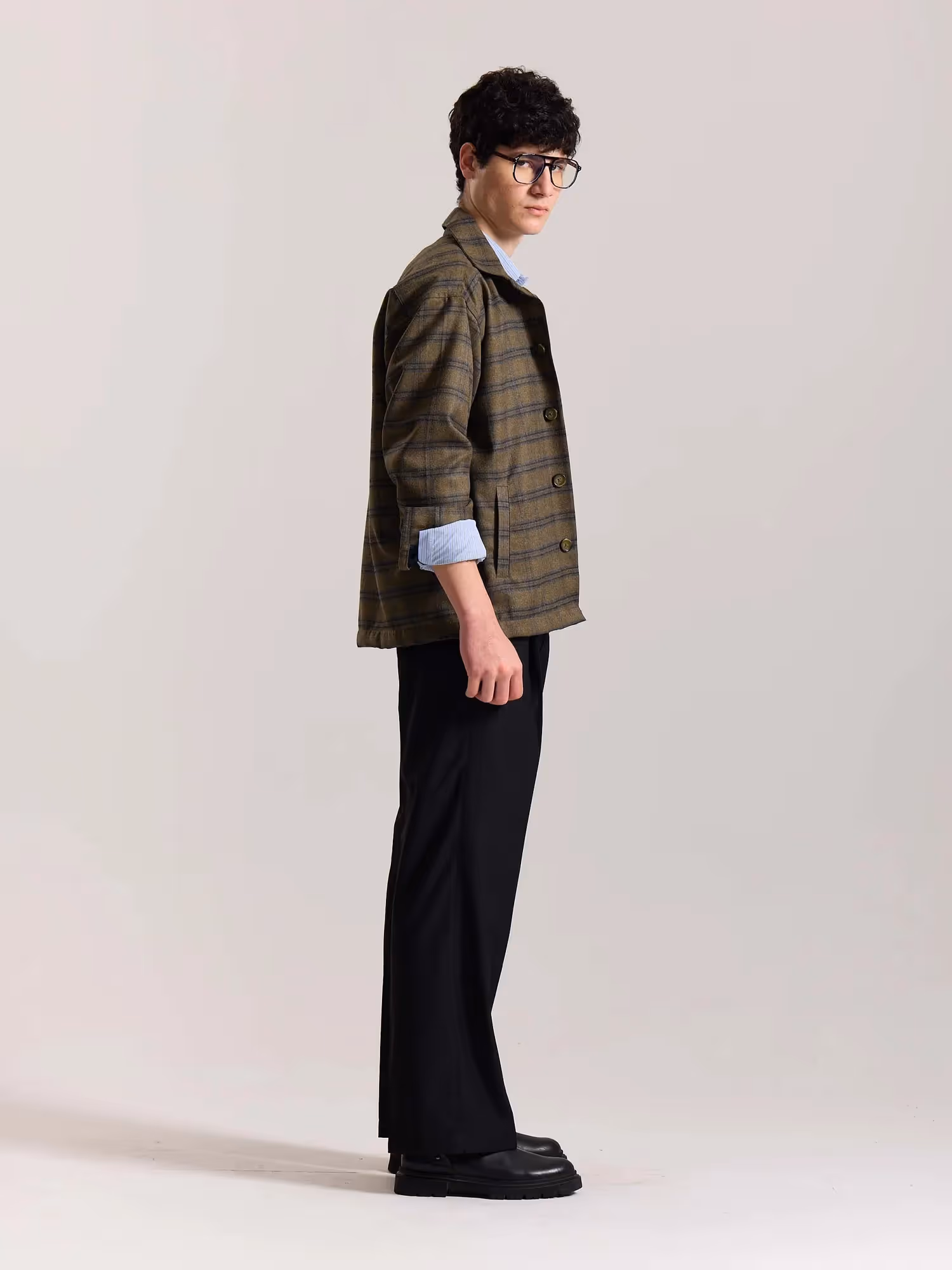 Taupe Checkered Tweed Shacket  image 5