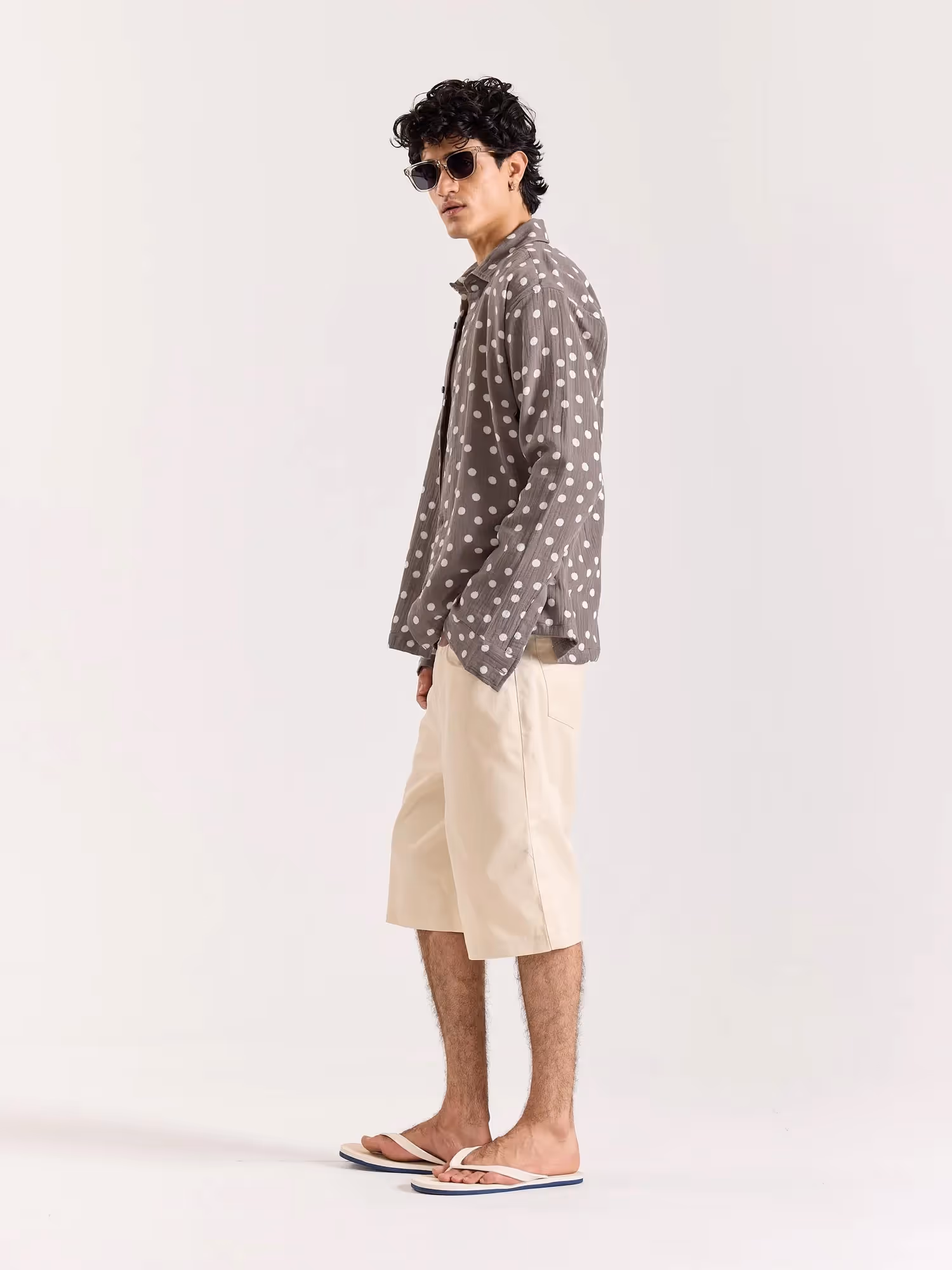 Taupe Polka Dot Gauze Holiday Shirt image 6