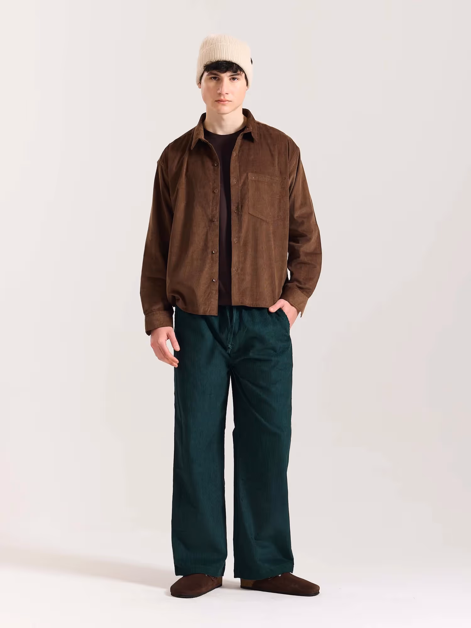 Teal Green Corduroy Pull-on Pants image 1