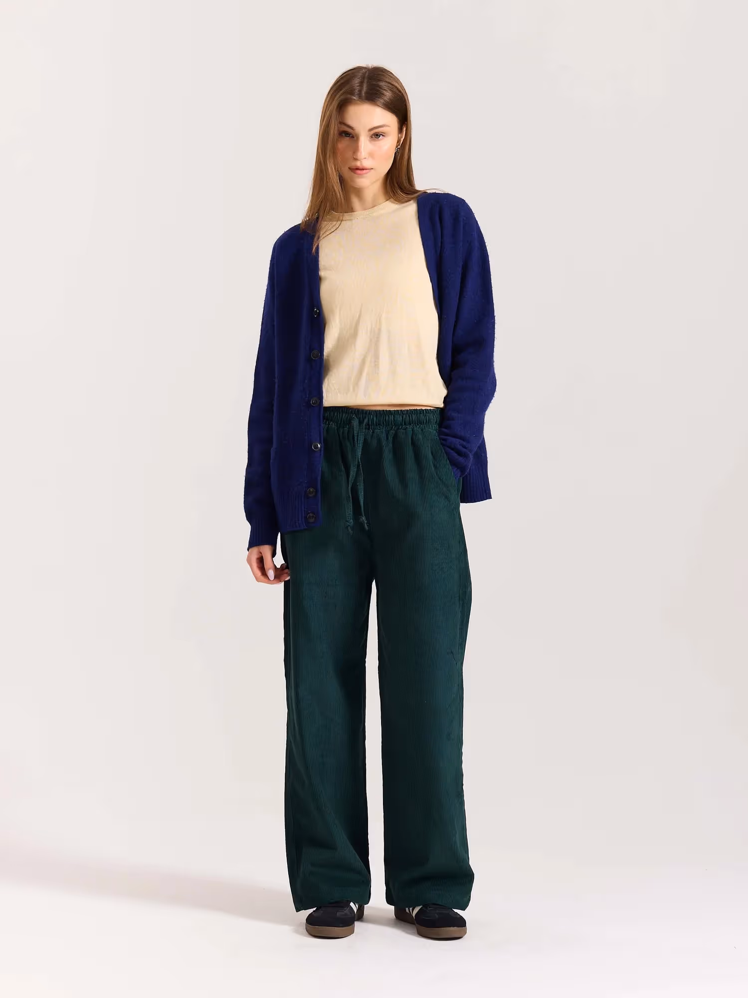 Teal Green Corduroy Pull-on Pants  image 2